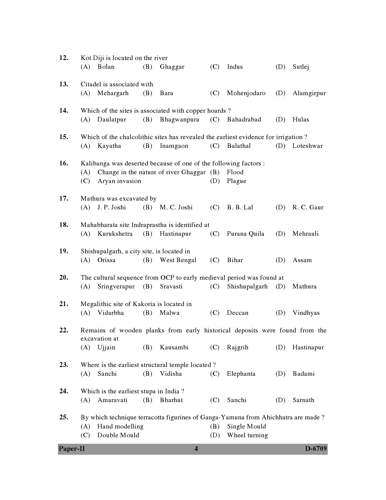 UGC NET Archaeology Question Paper II December 2009 4