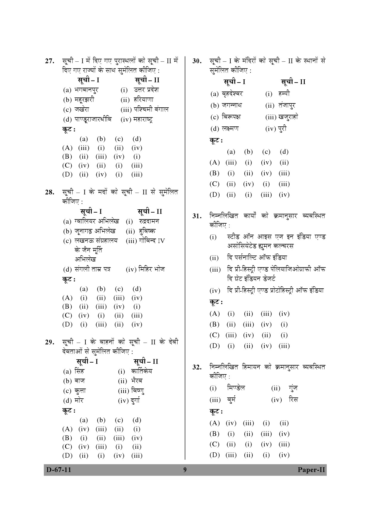 UGC NET Archaeology Question Paper II December 2011 9