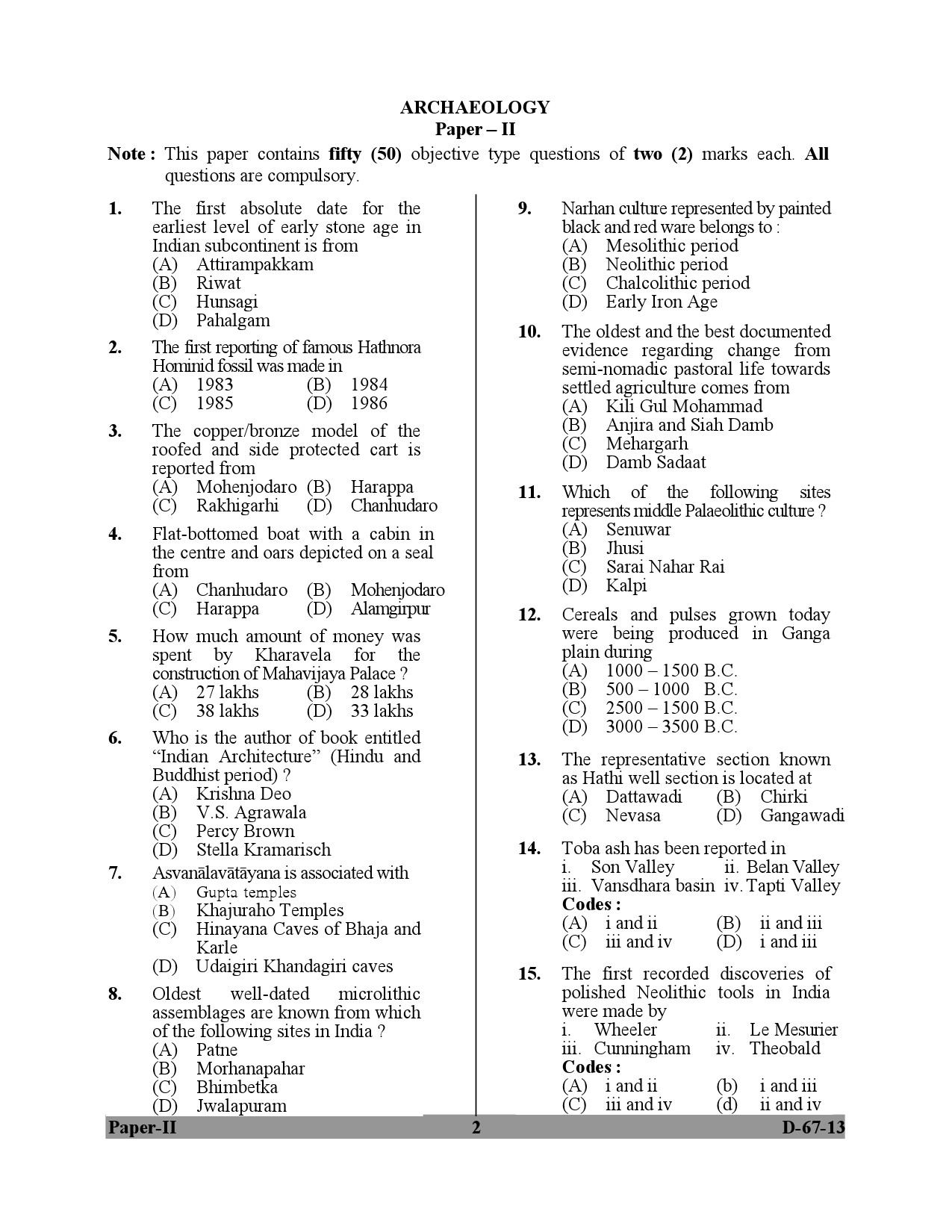 UGC NET Archaeology Question Paper II December 2013 2