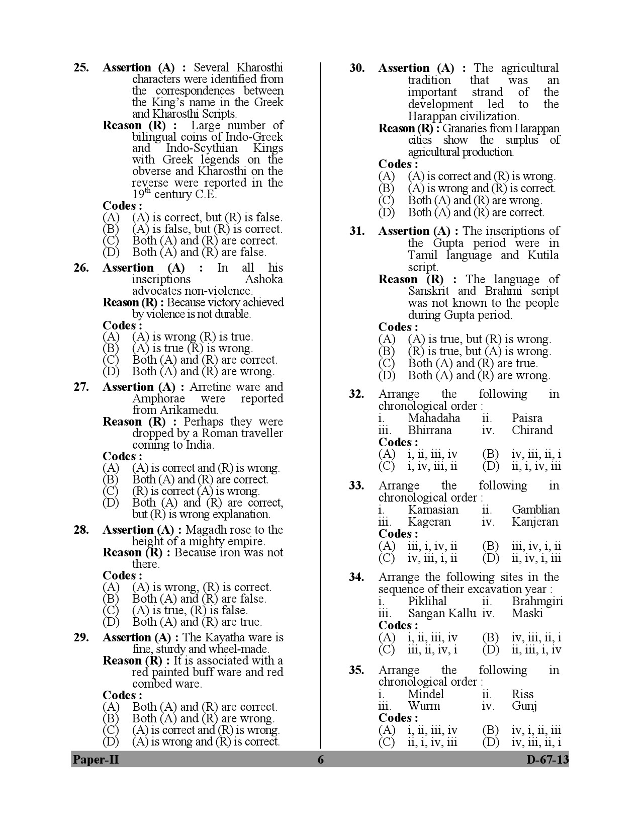 UGC NET Archaeology Question Paper II December 2013 6