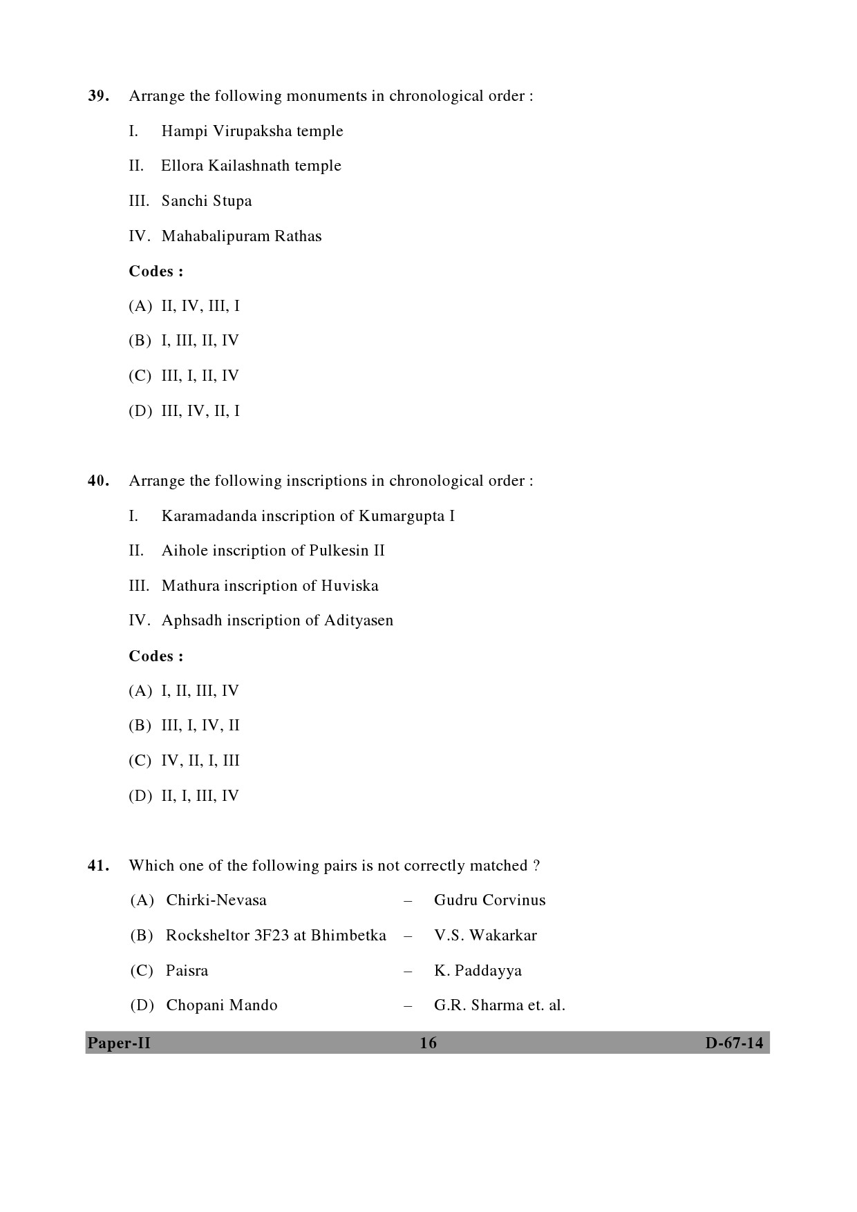 UGC NET Archaeology Question Paper II December 2014 16