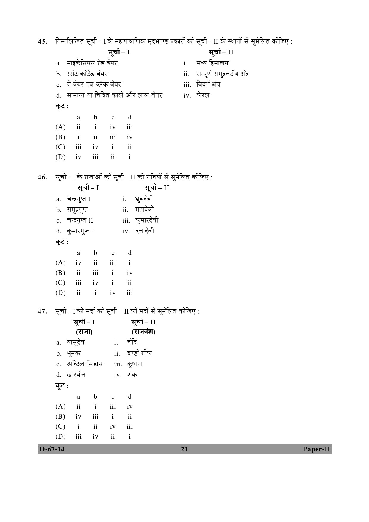 UGC NET Archaeology Question Paper II December 2014 21