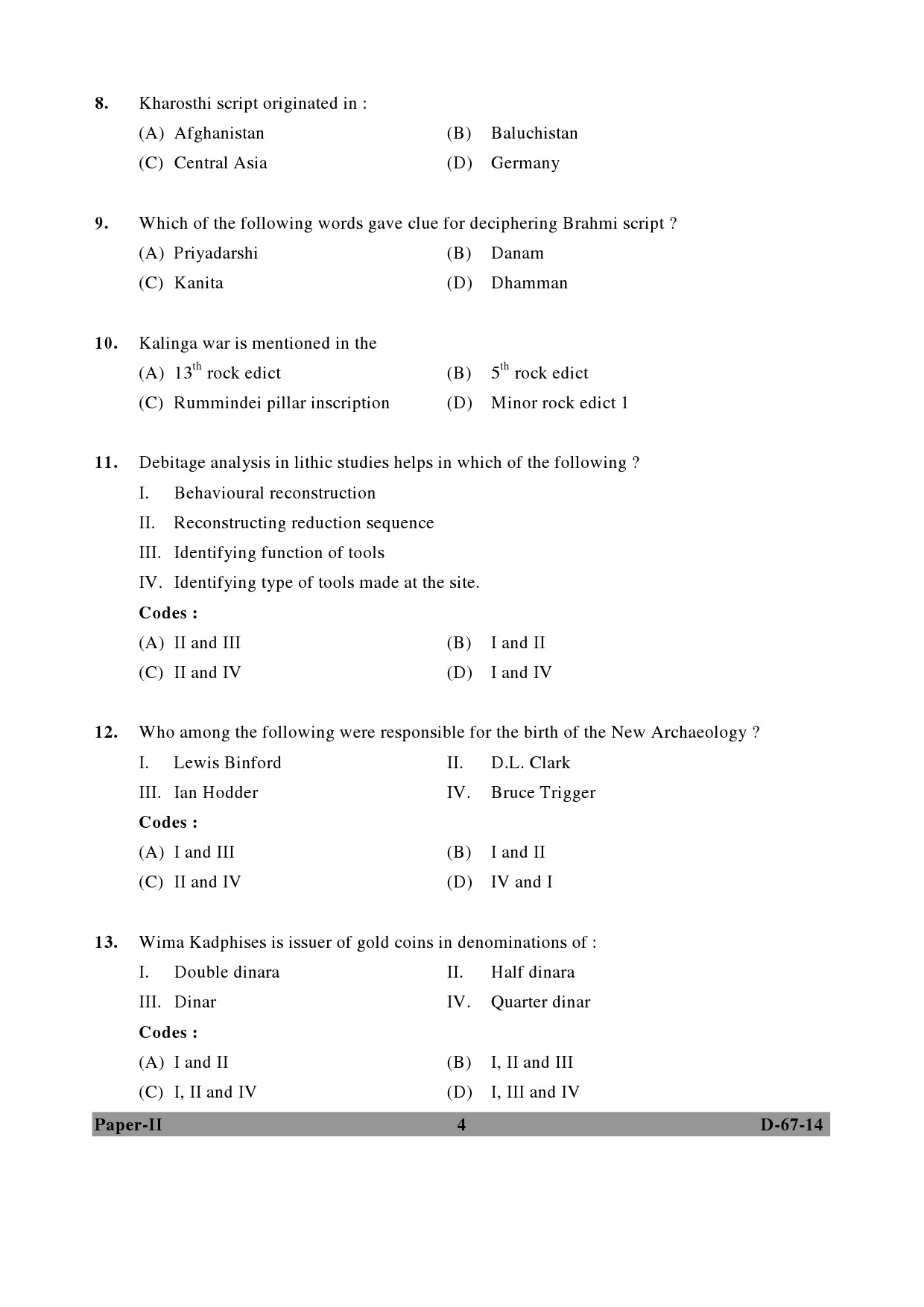 UGC NET Archaeology Question Paper II December 2014 4