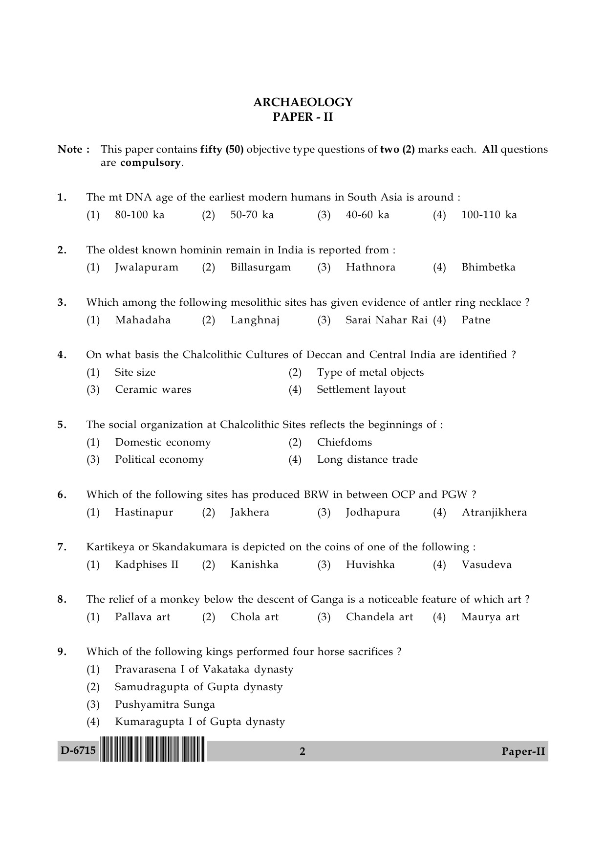 UGC NET Archaeology Question Paper II December 2015 2