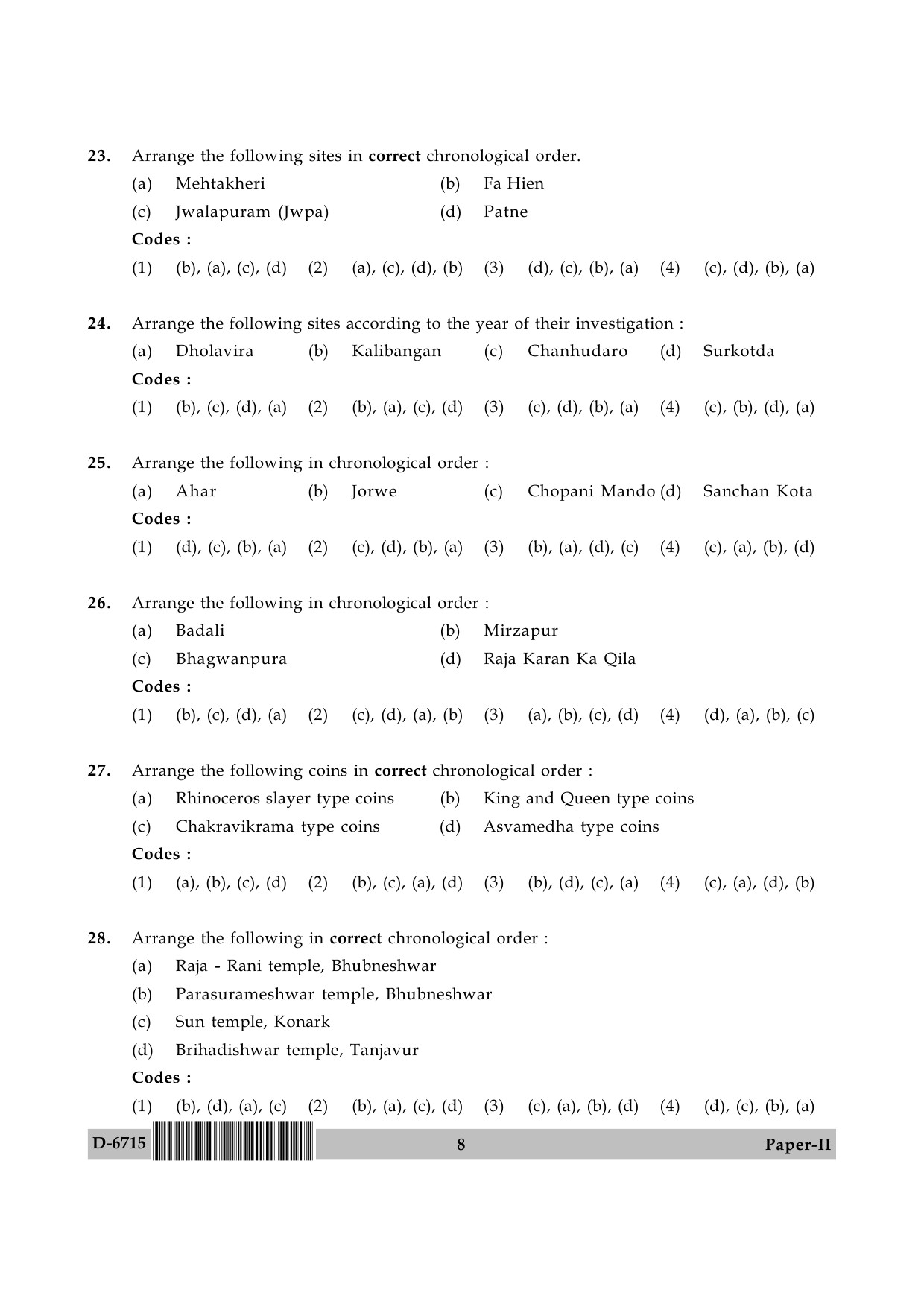 UGC NET Archaeology Question Paper II December 2015 8