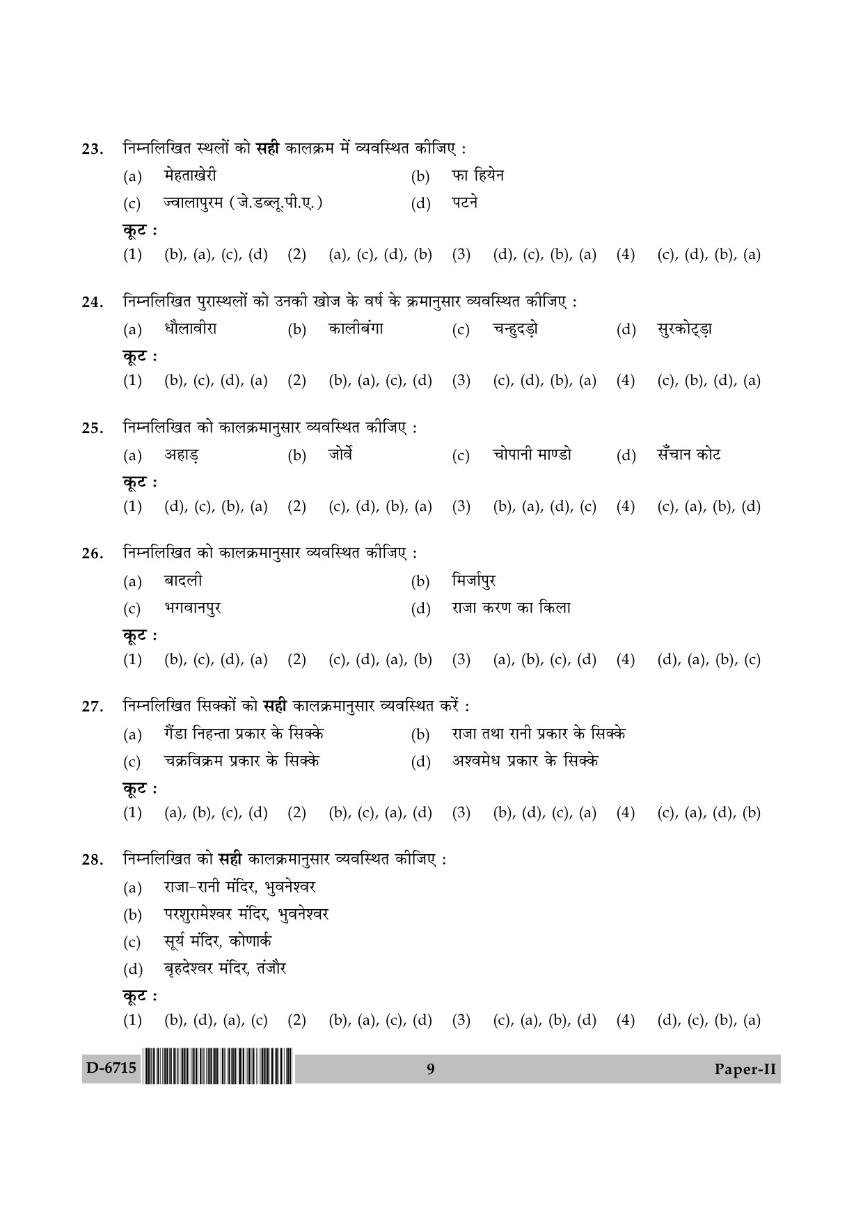 UGC NET Archaeology Question Paper II December 2015 9