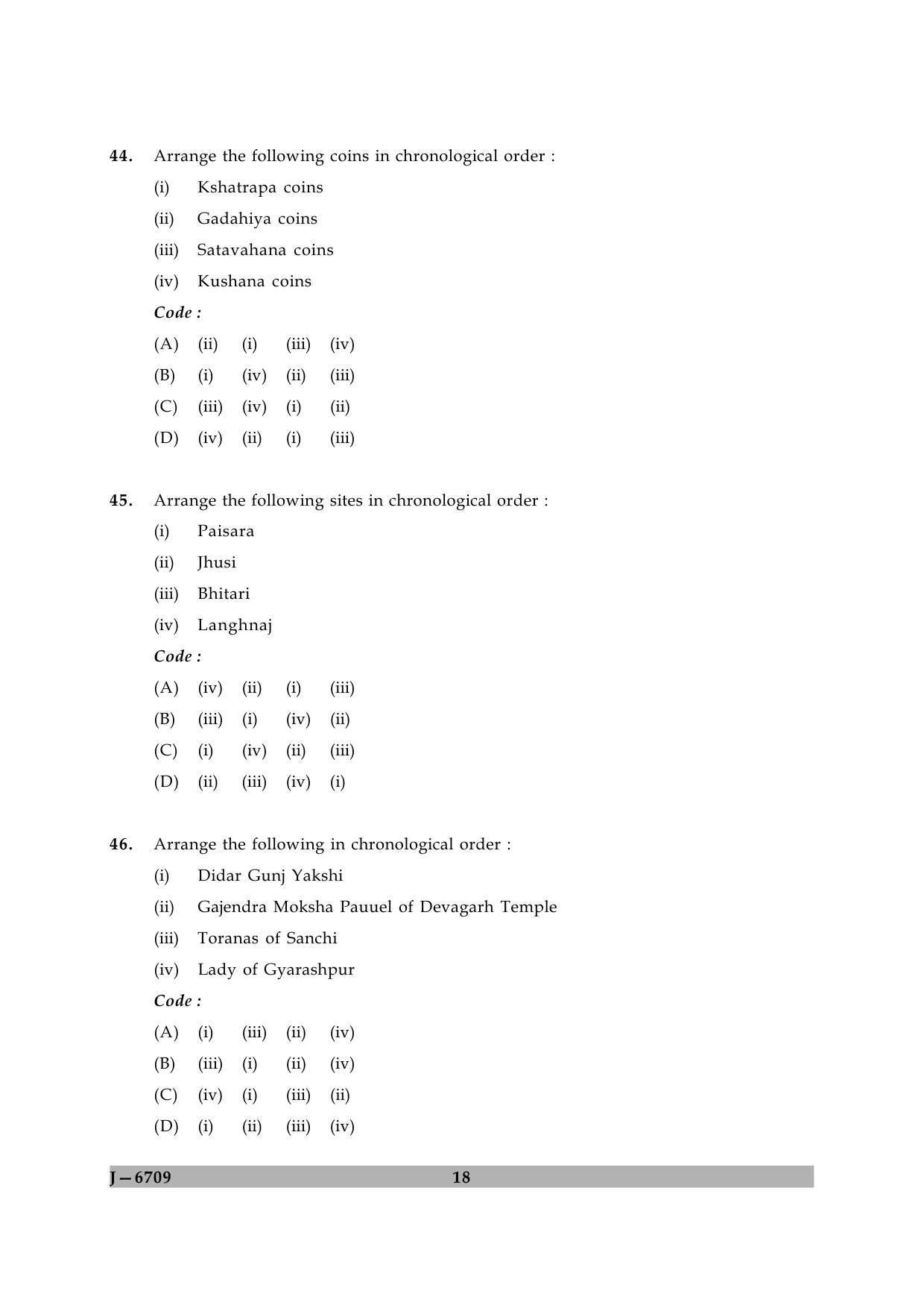 UGC NET Archaeology Question Paper II June 2009 18