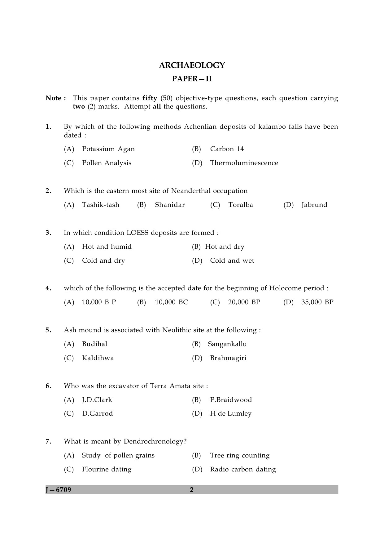 UGC NET Archaeology Question Paper II June 2009 2