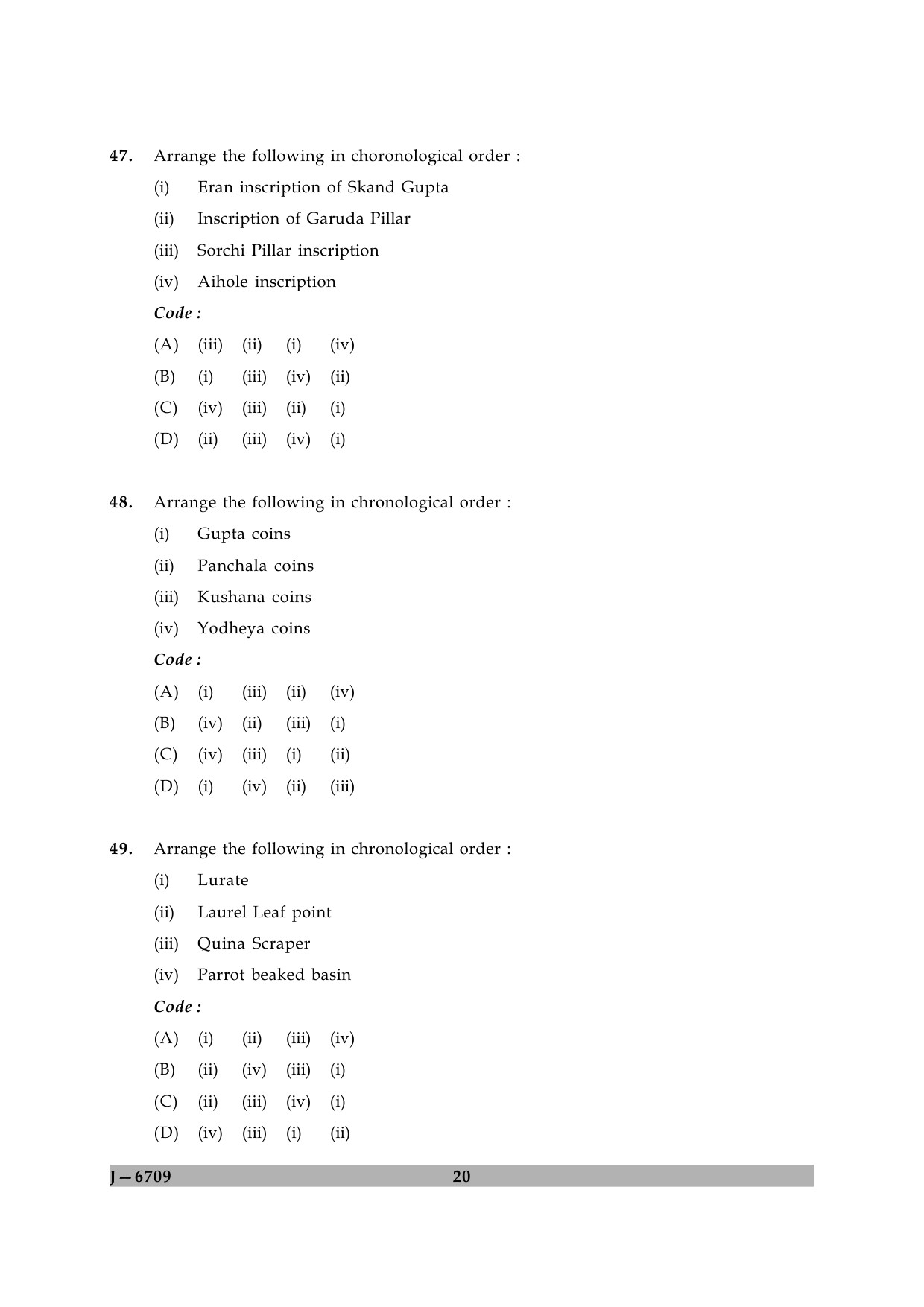 UGC NET Archaeology Question Paper II June 2009 20