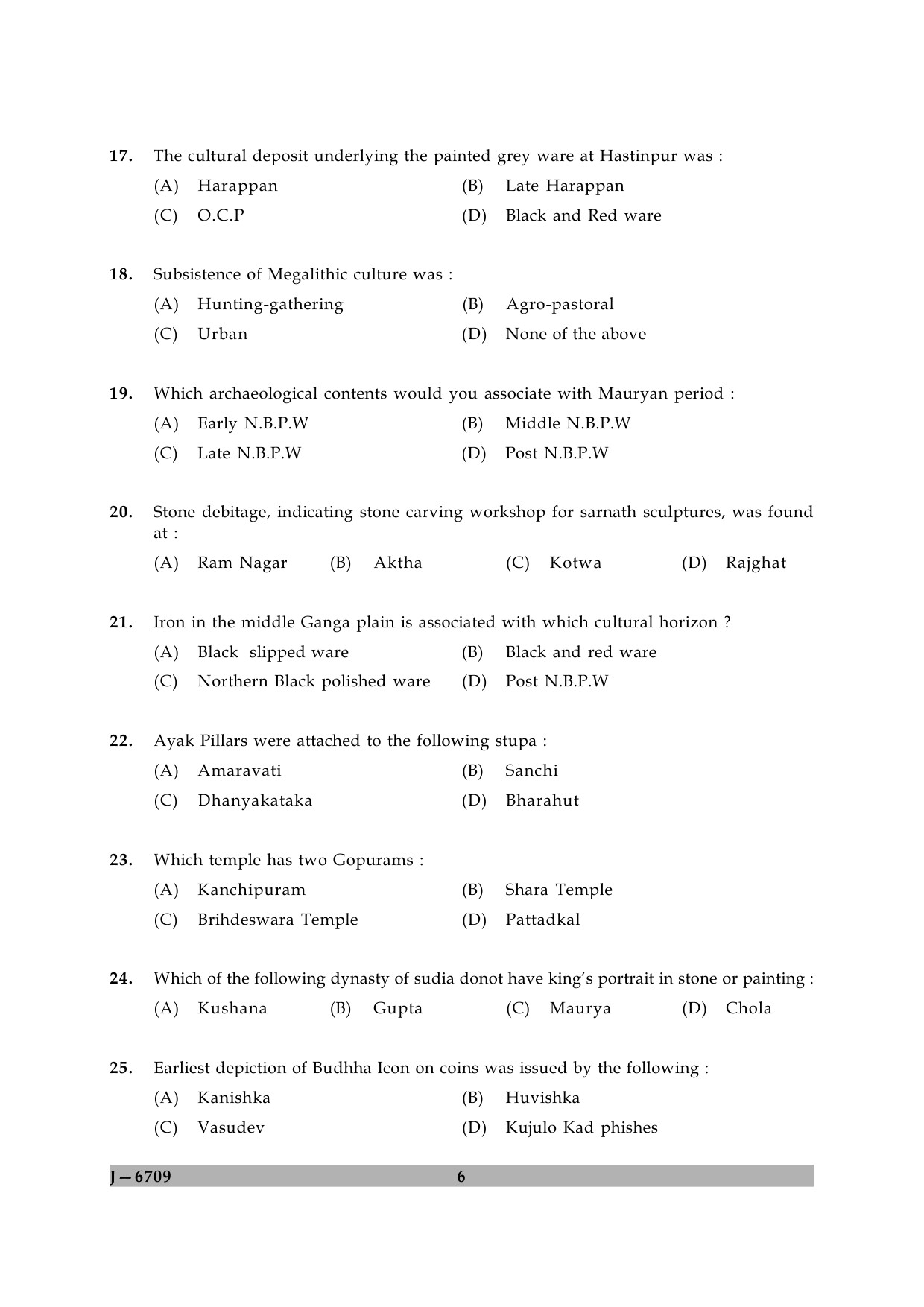 UGC NET Archaeology Question Paper II June 2009 6