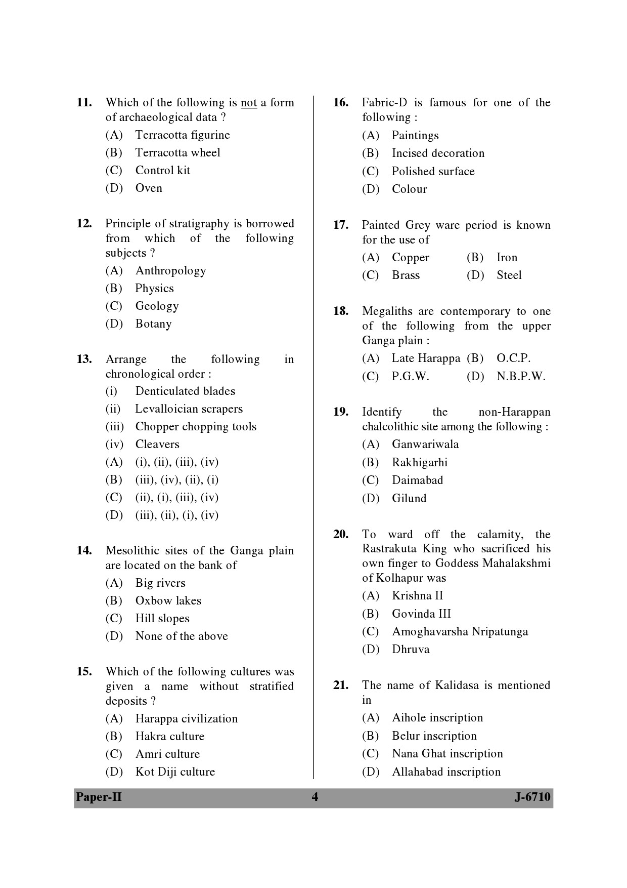 UGC NET Archaeology Question Paper II June 2010 4