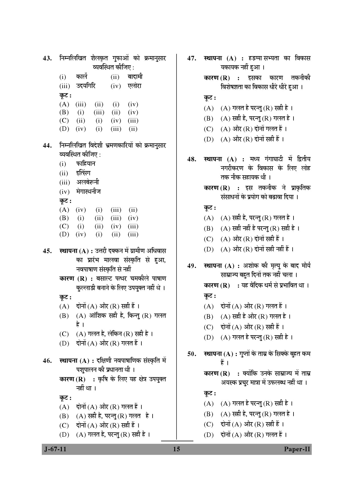 UGC NET Archaeology Question Paper II June 2011 15