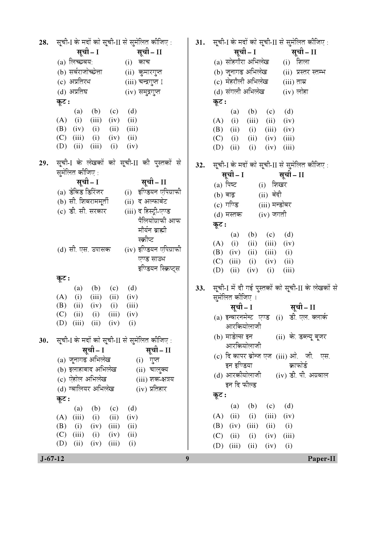 UGC NET Archaeology Question Paper II June 2012 9