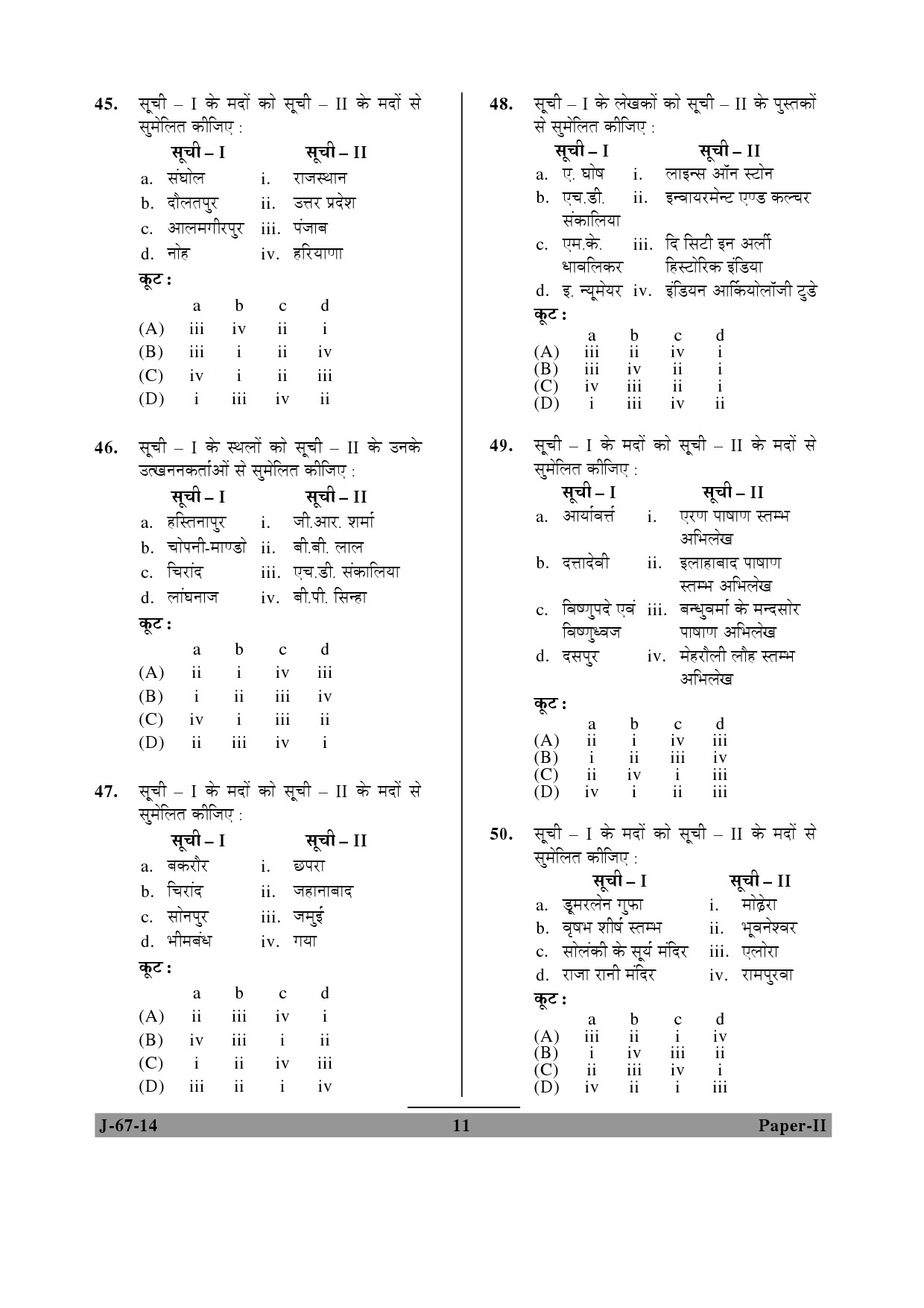 UGC NET Archaeology Question Paper II June 2014 11