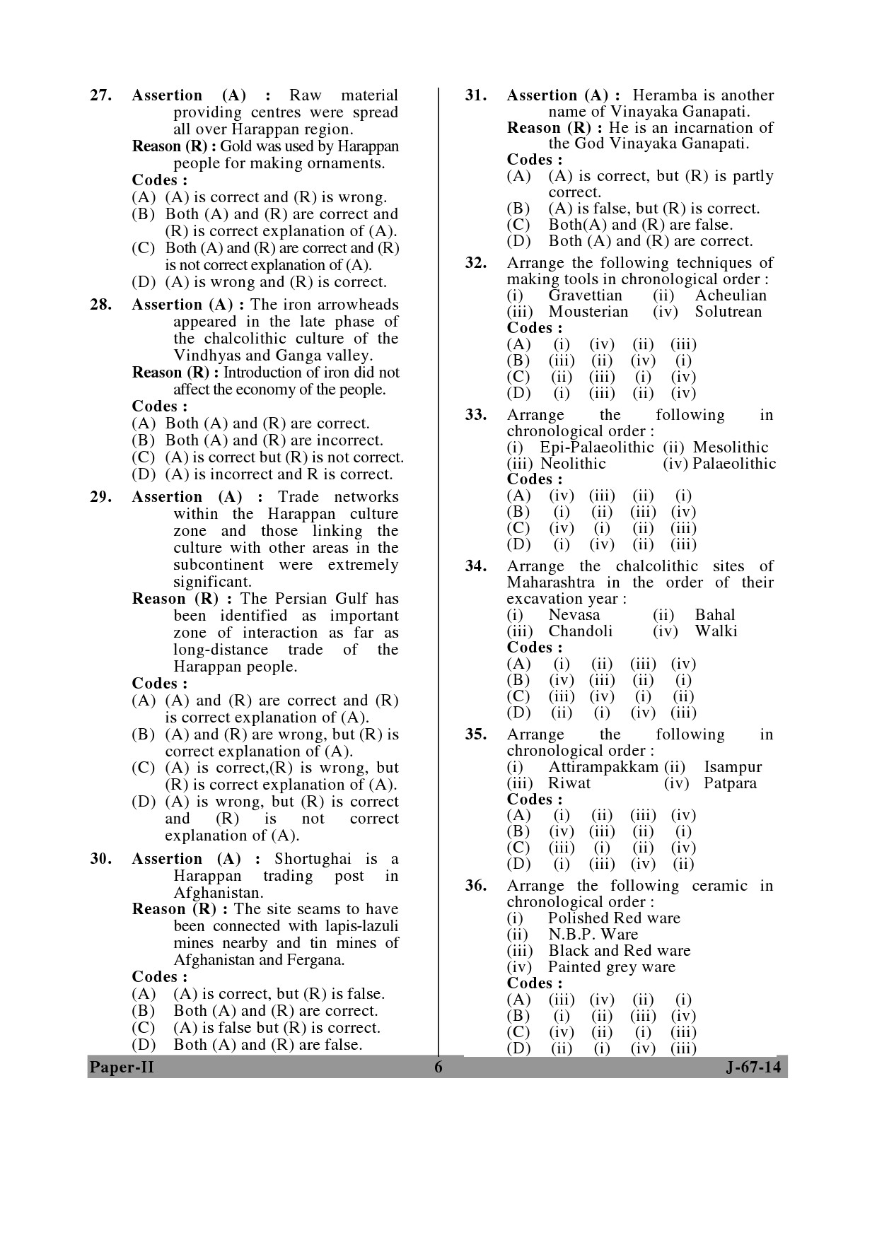 UGC NET Archaeology Question Paper II June 2014 6