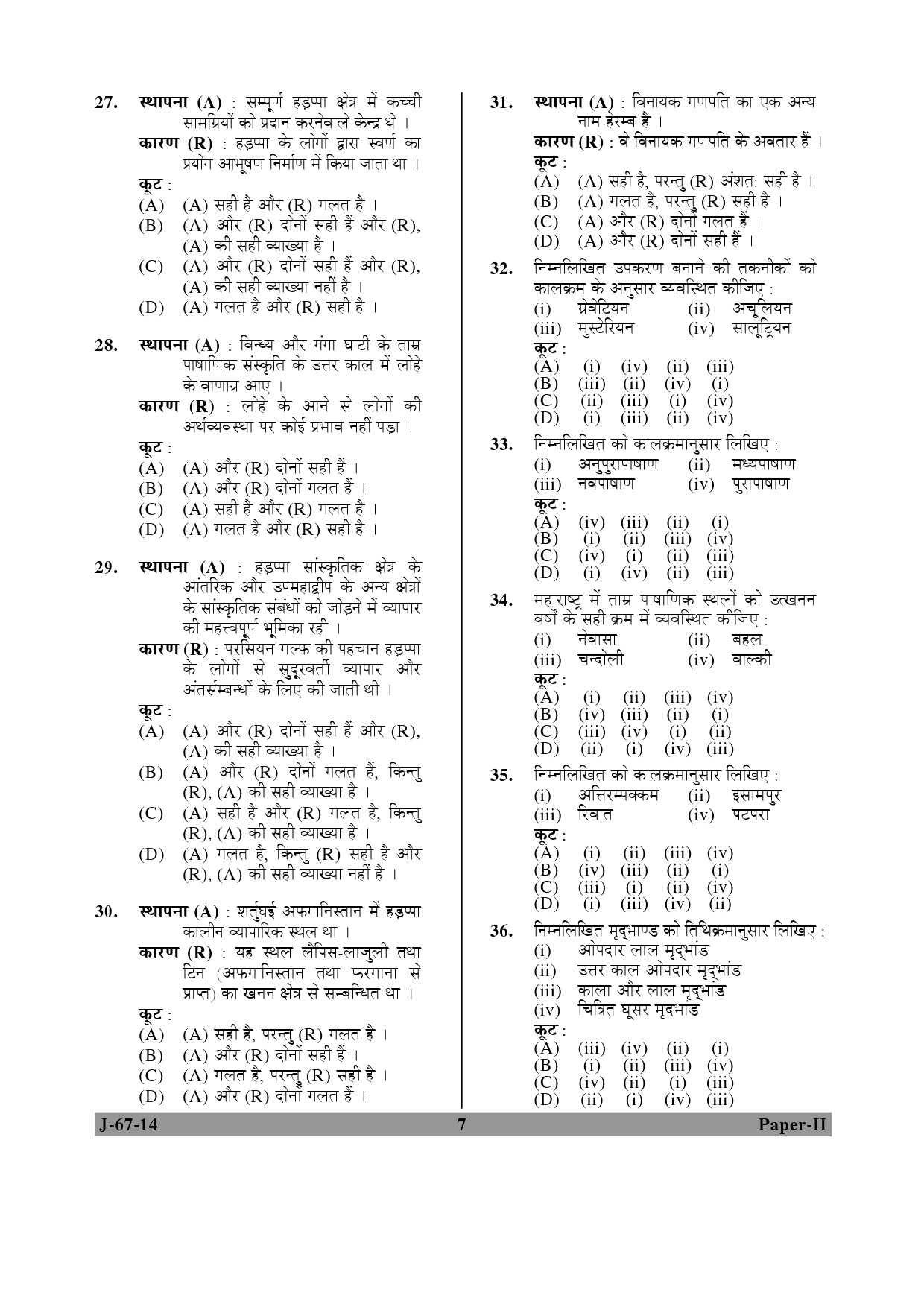 UGC NET Archaeology Question Paper II June 2014 7