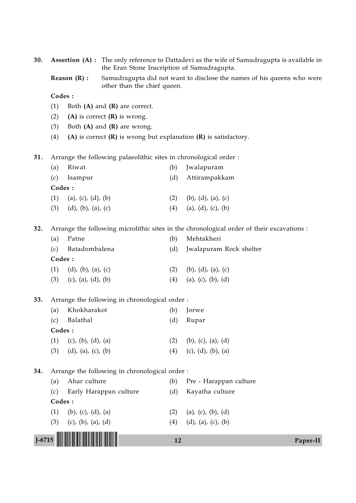 UGC NET Archaeology Question Paper II June 2015 12