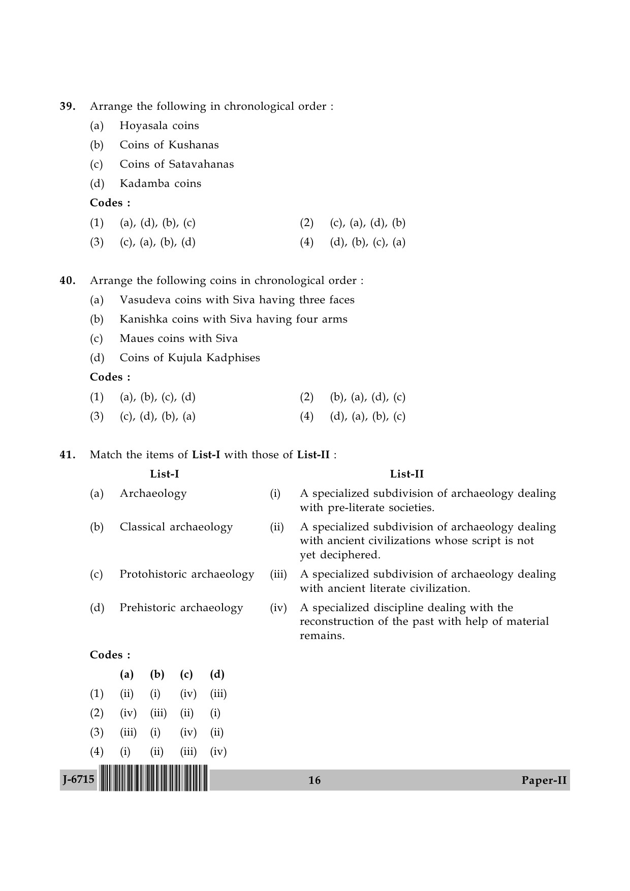 UGC NET Archaeology Question Paper II June 2015 16