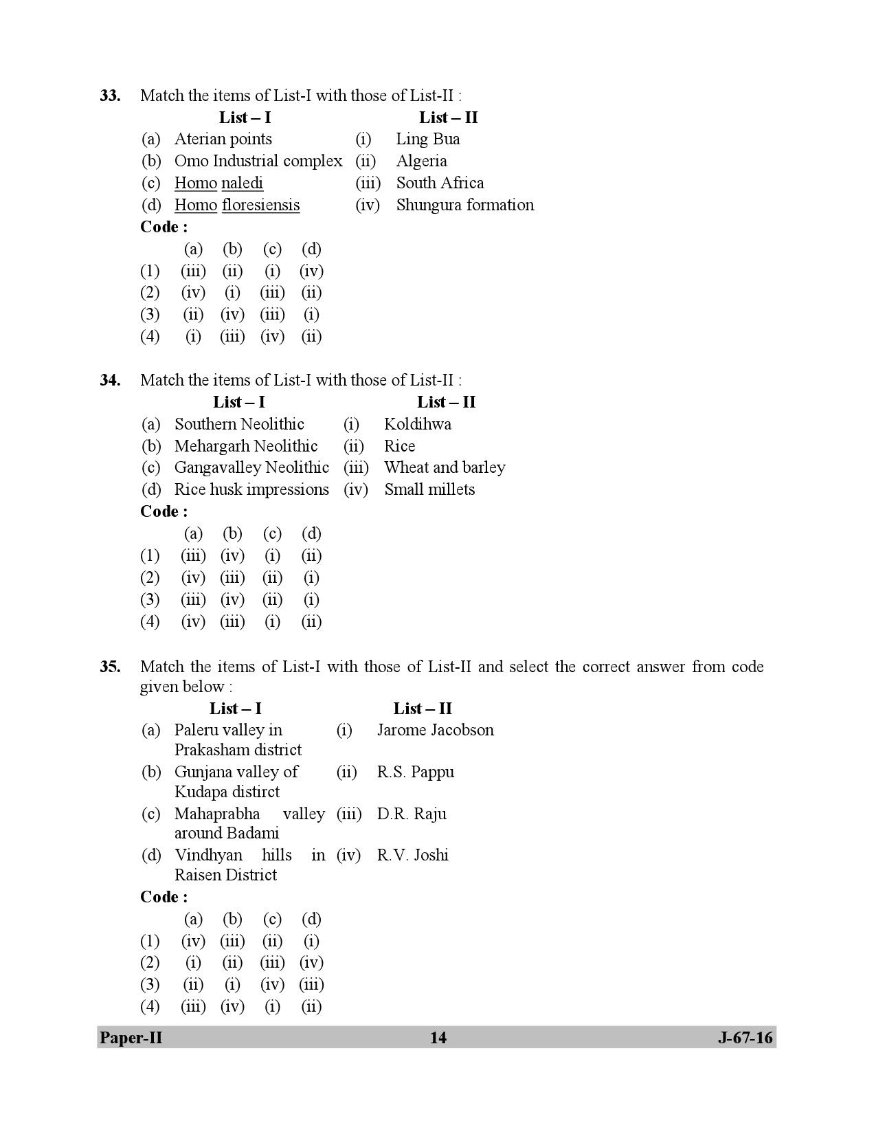 UGC NET Archaeology Question Paper II Set 2 July 2016 14