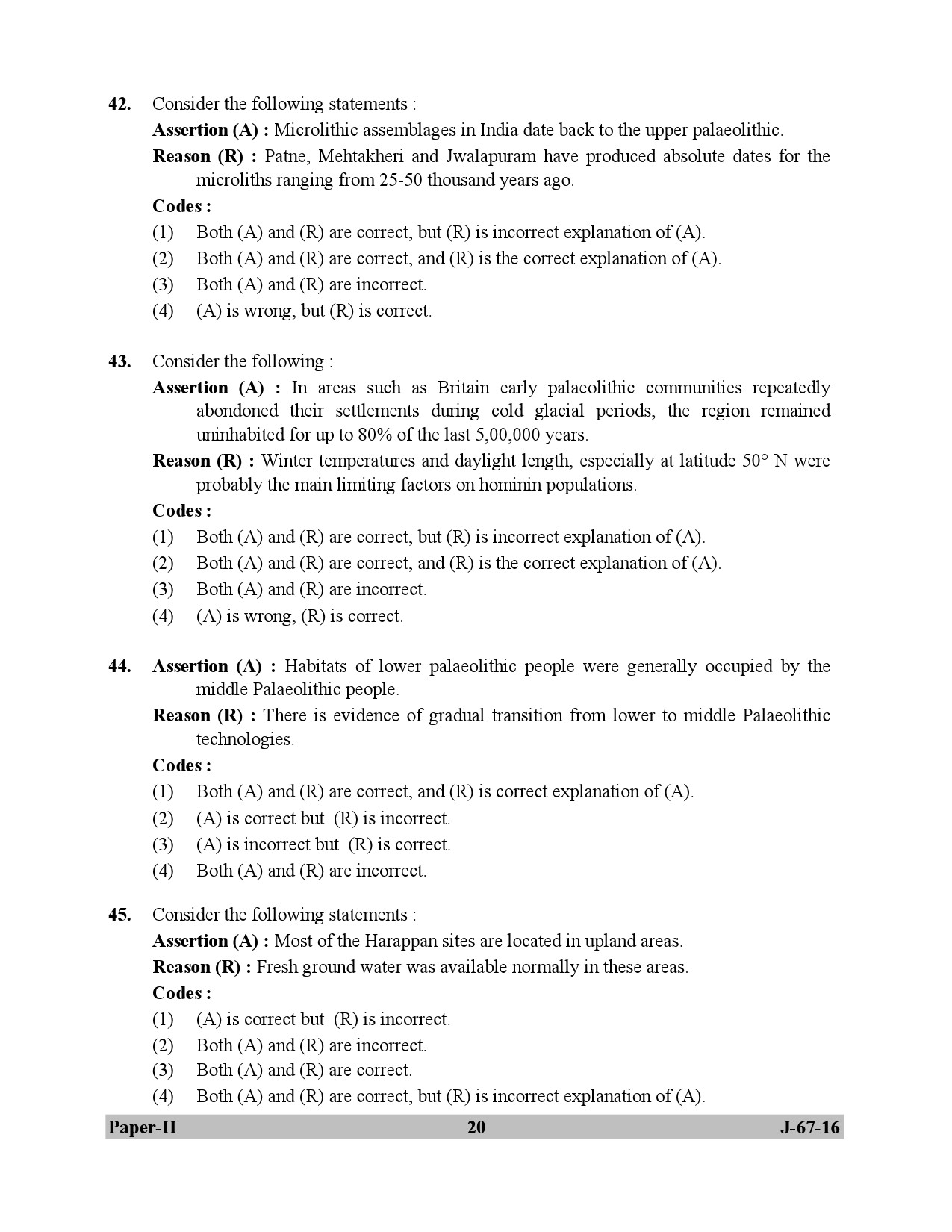 UGC NET Archaeology Question Paper II Set 2 July 2016 20