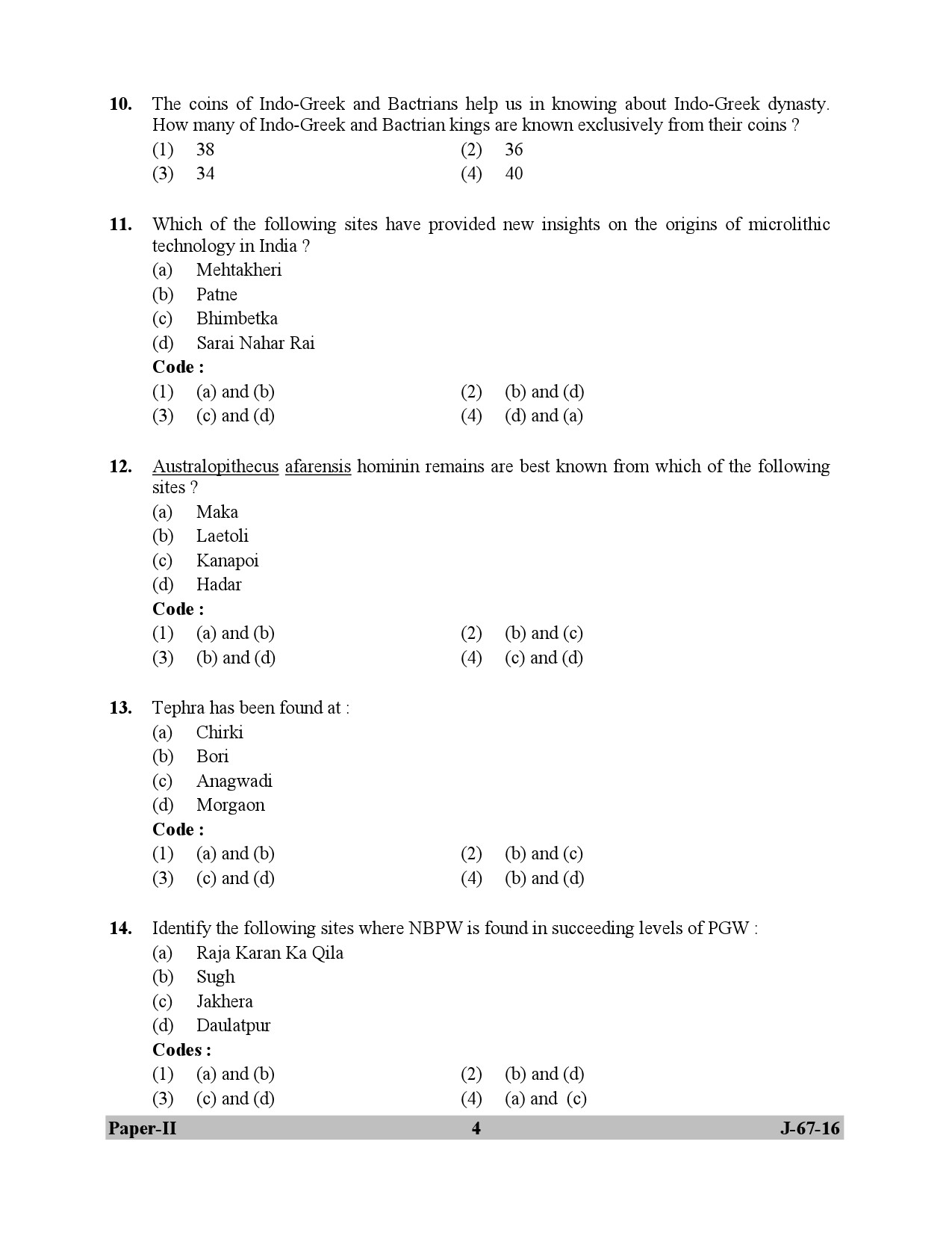 UGC NET Archaeology Question Paper II Set 2 July 2016 4