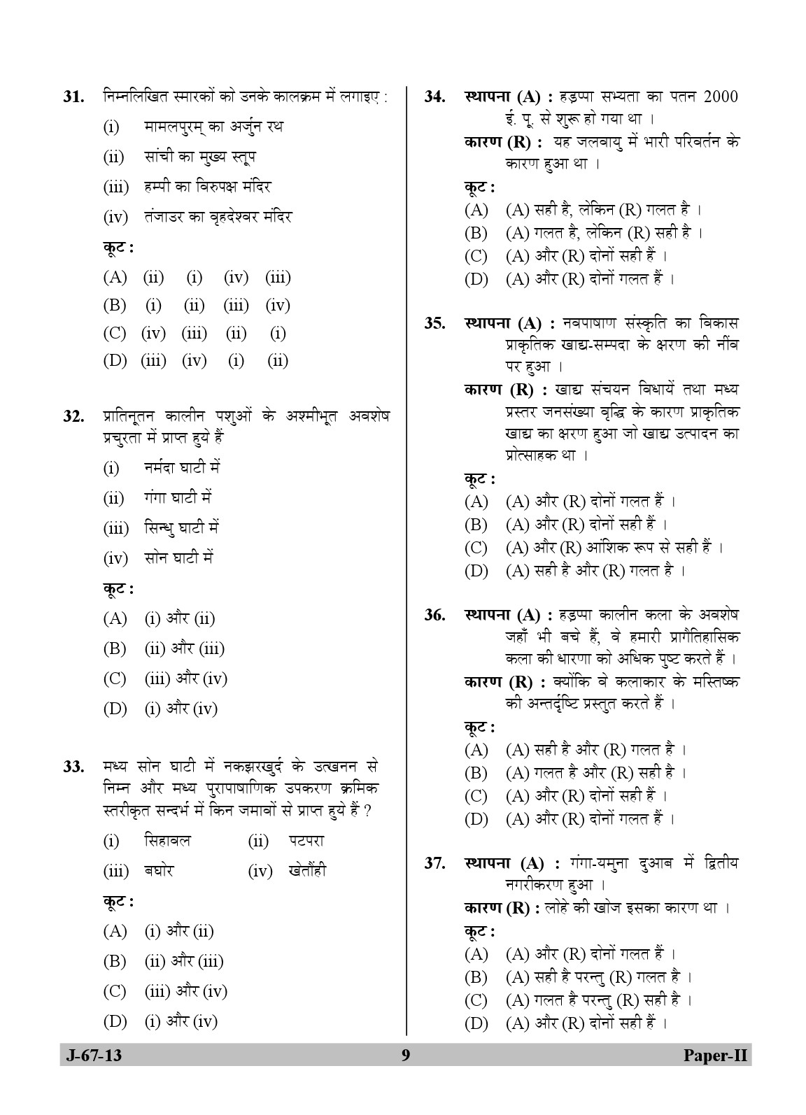 UGC NET Archaeology Question Paper II Set 2 June 2013 9