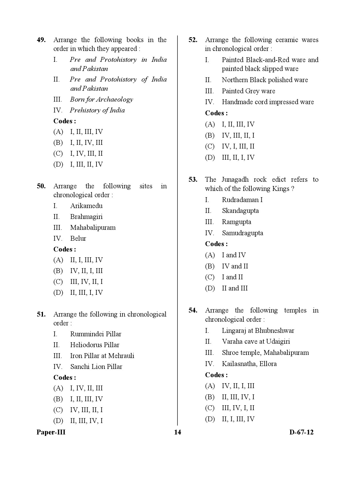 UGC NET Archaeology Question Paper III December 2012 14