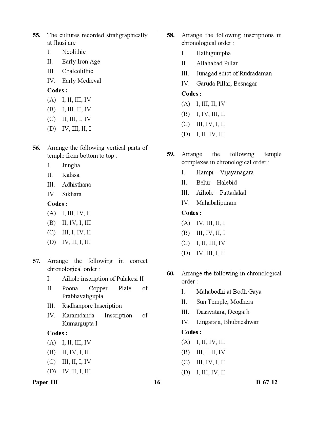 UGC NET Archaeology Question Paper III December 2012 16