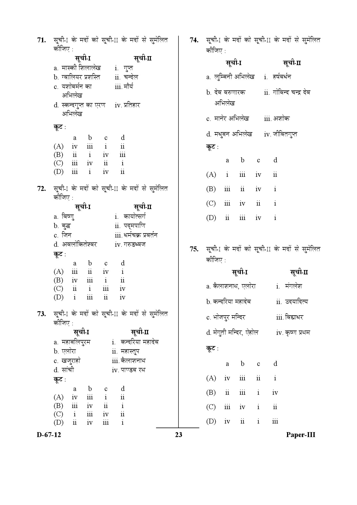 UGC NET Archaeology Question Paper III December 2012 23