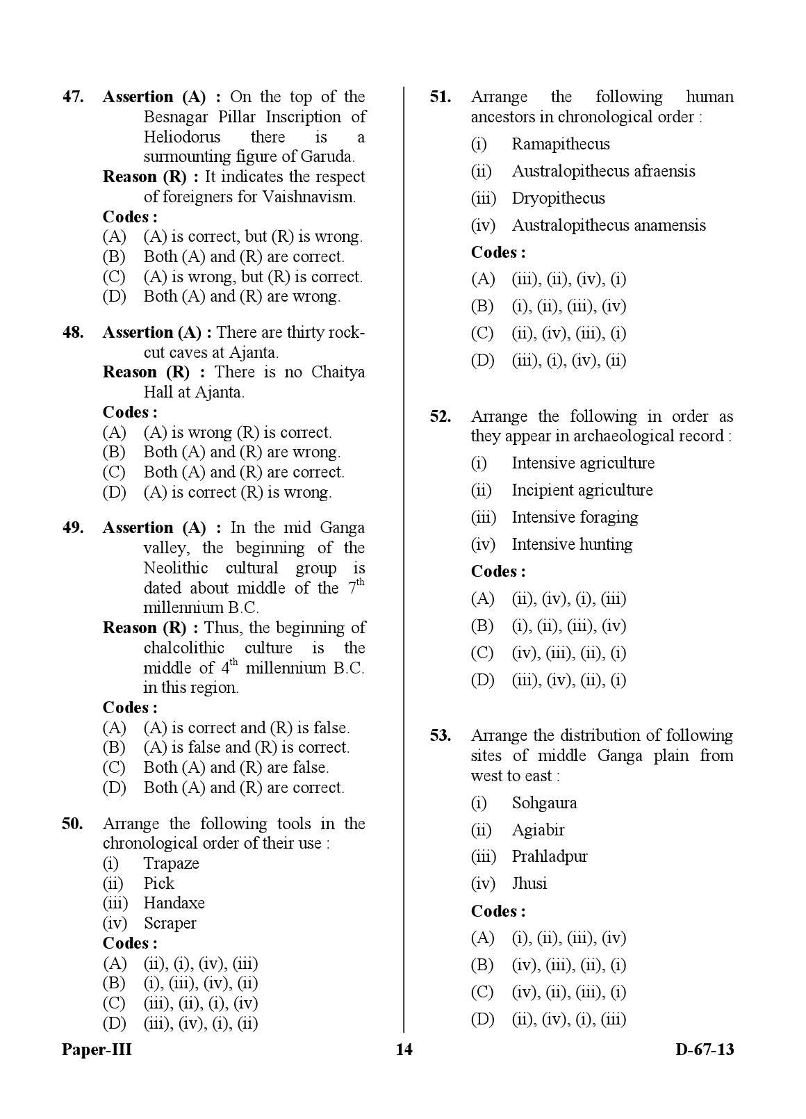 UGC NET Archaeology Question Paper III December 2013 14