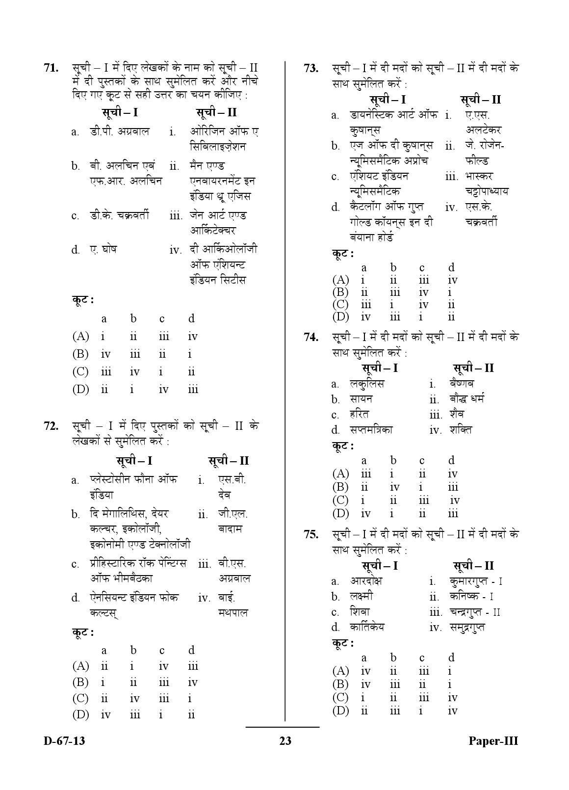 UGC NET Archaeology Question Paper III December 2013 23