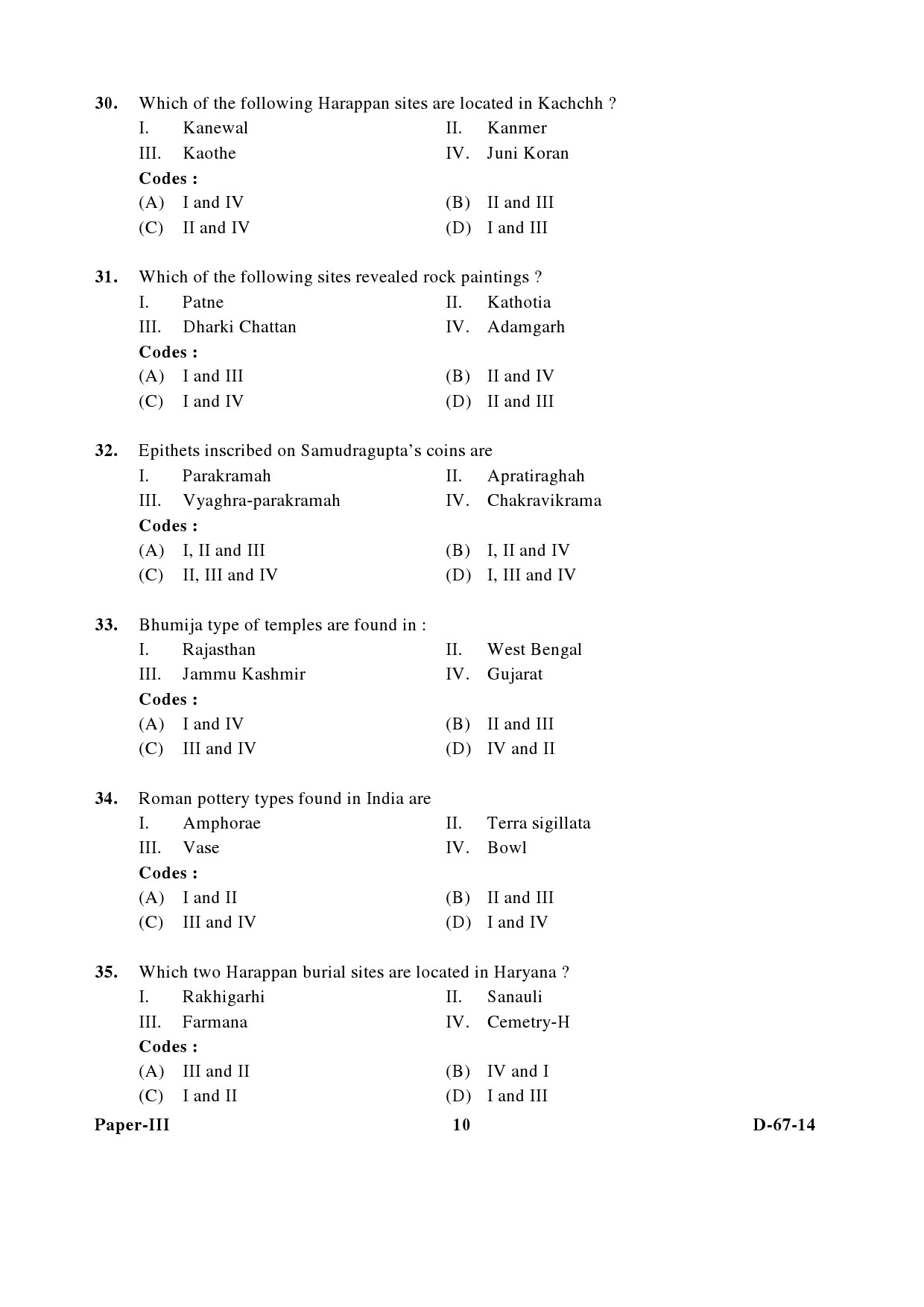 UGC NET Archaeology Question Paper III December 2014 10