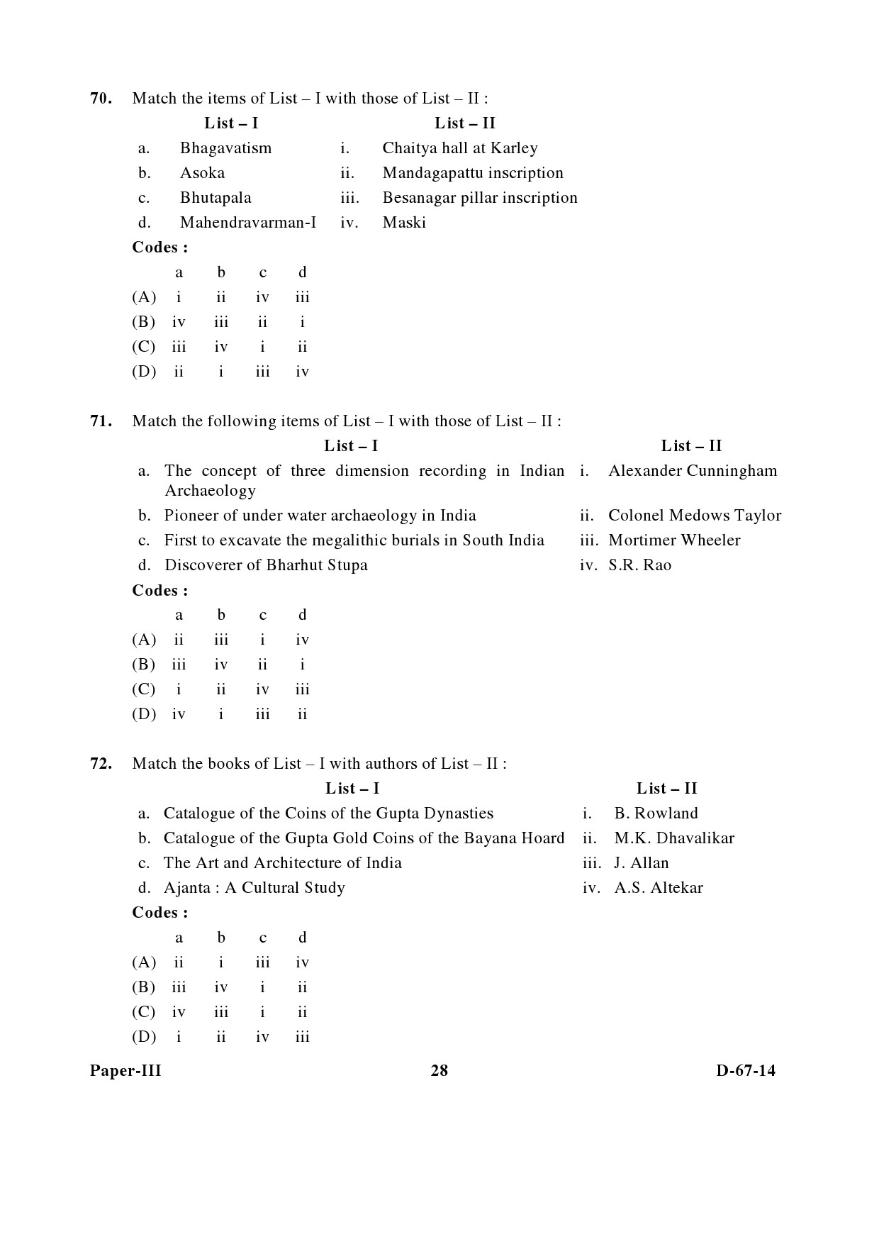 UGC NET Archaeology Question Paper III December 2014 28