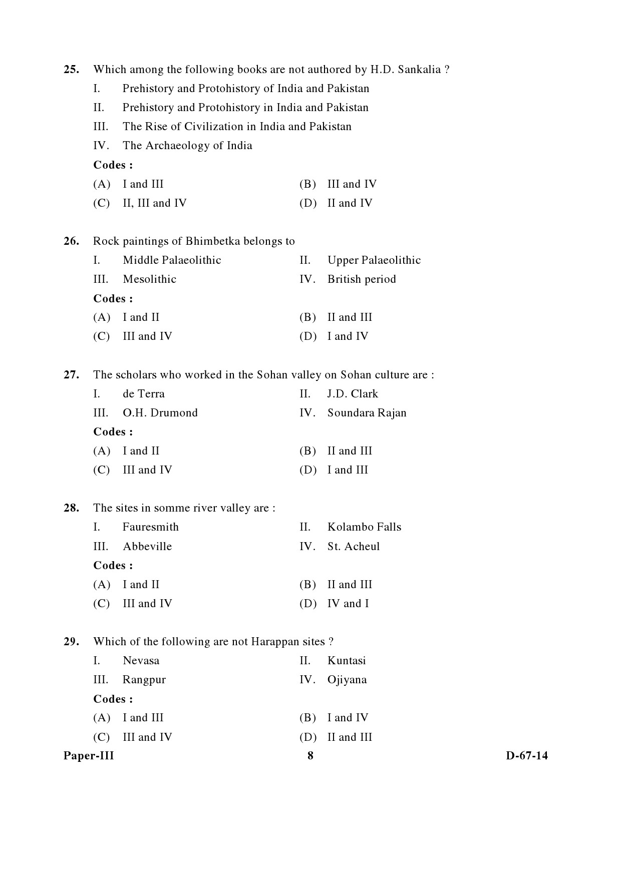 UGC NET Archaeology Question Paper III December 2014 8