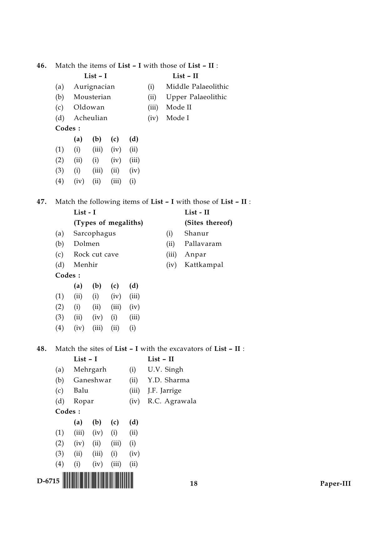 UGC NET Archaeology Question Paper III December 2015 18