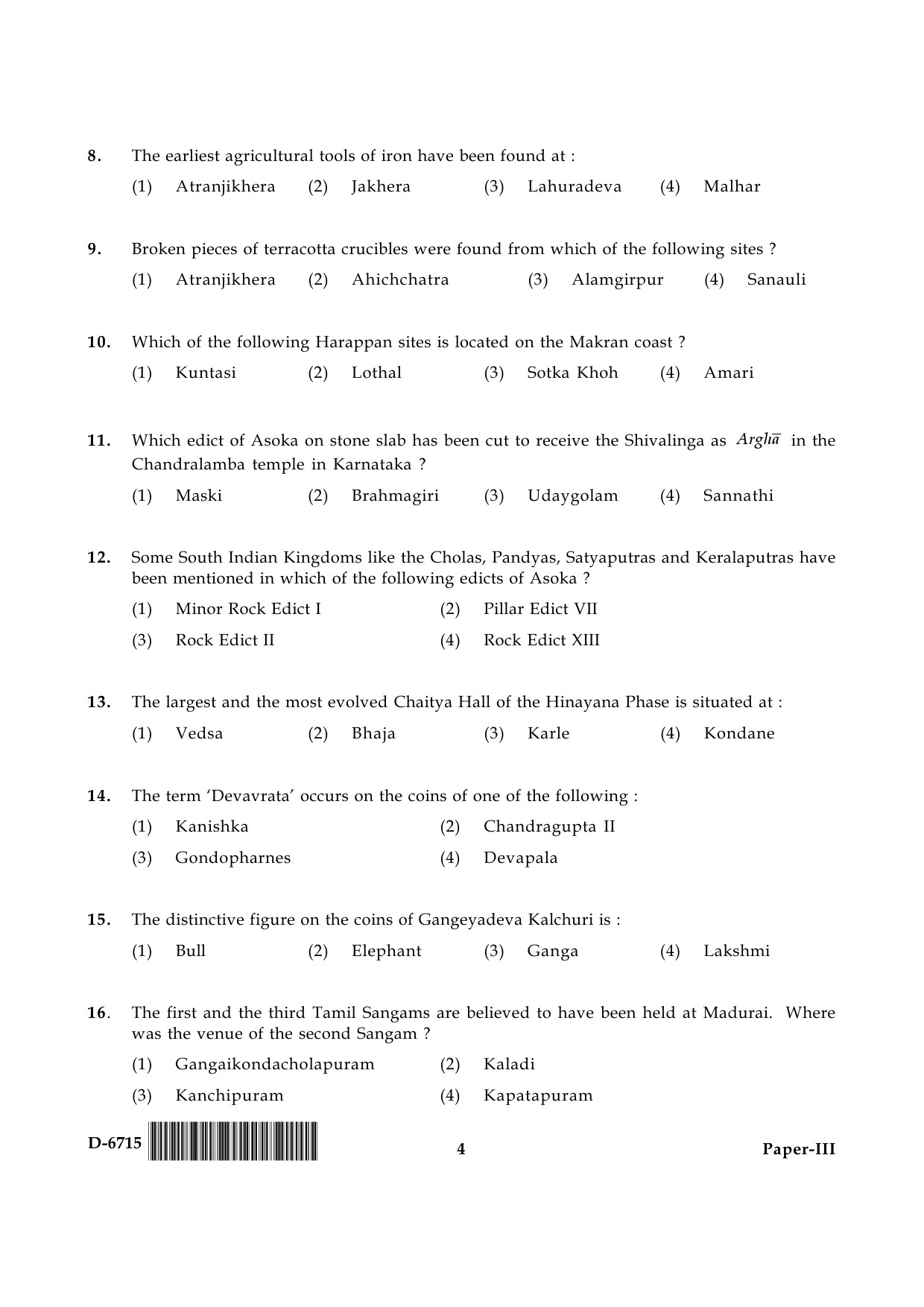 UGC NET Archaeology Question Paper III December 2015 4