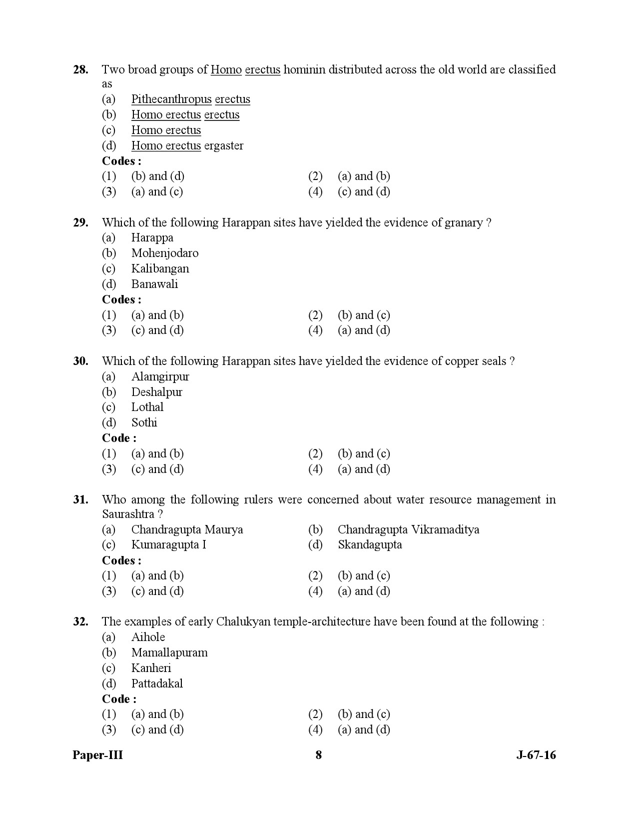 UGC NET Archaeology Question Paper III July 2016 8