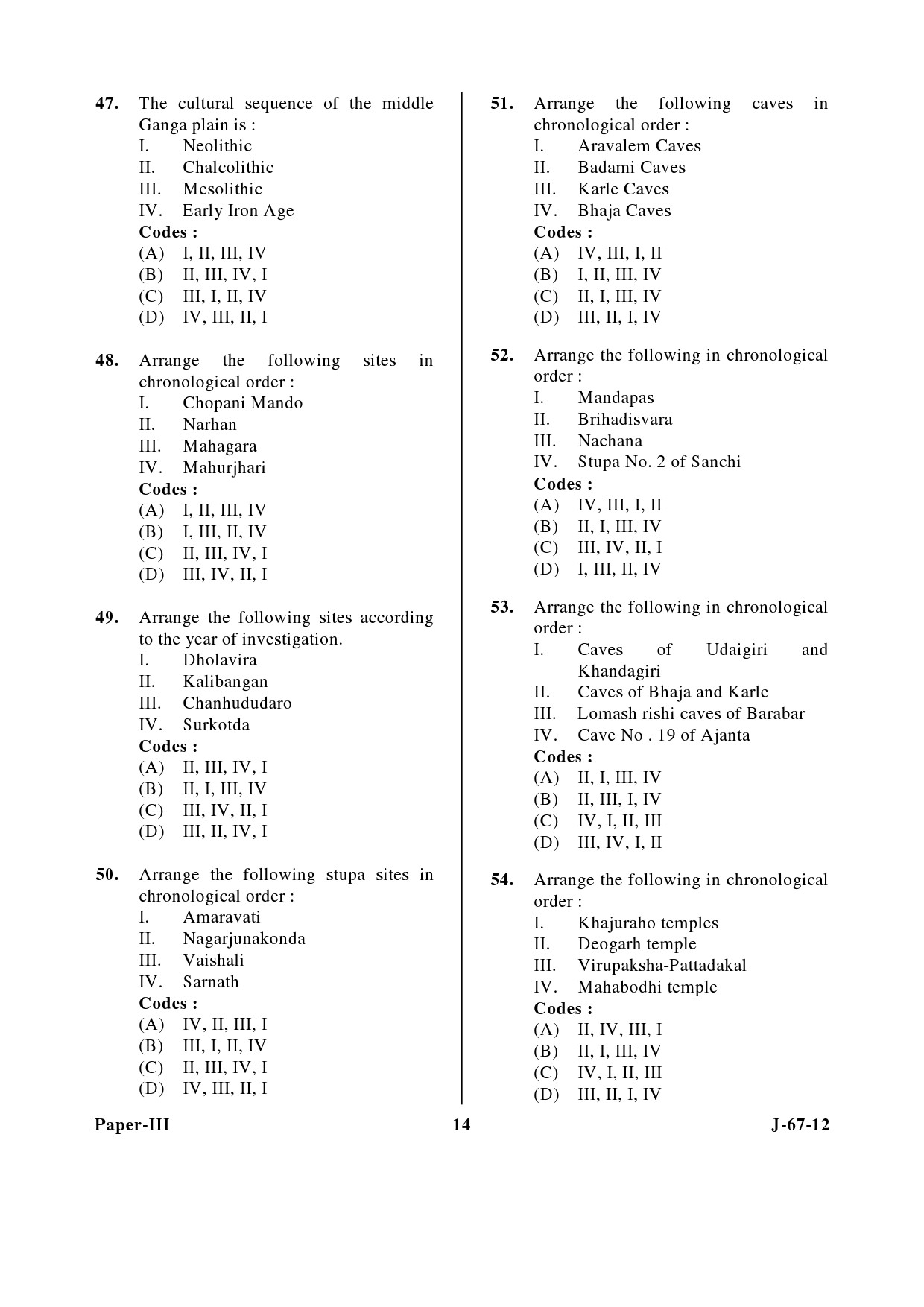 UGC NET Archaeology Question Paper III June 2012 14