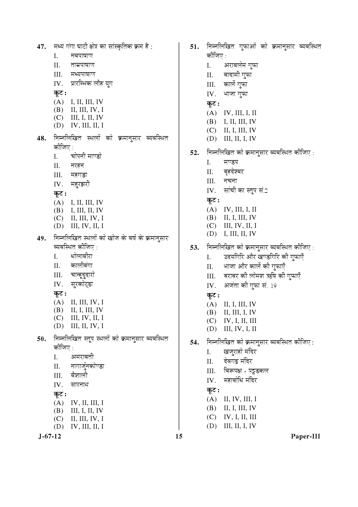 UGC NET Archaeology Question Paper III June 2012 15