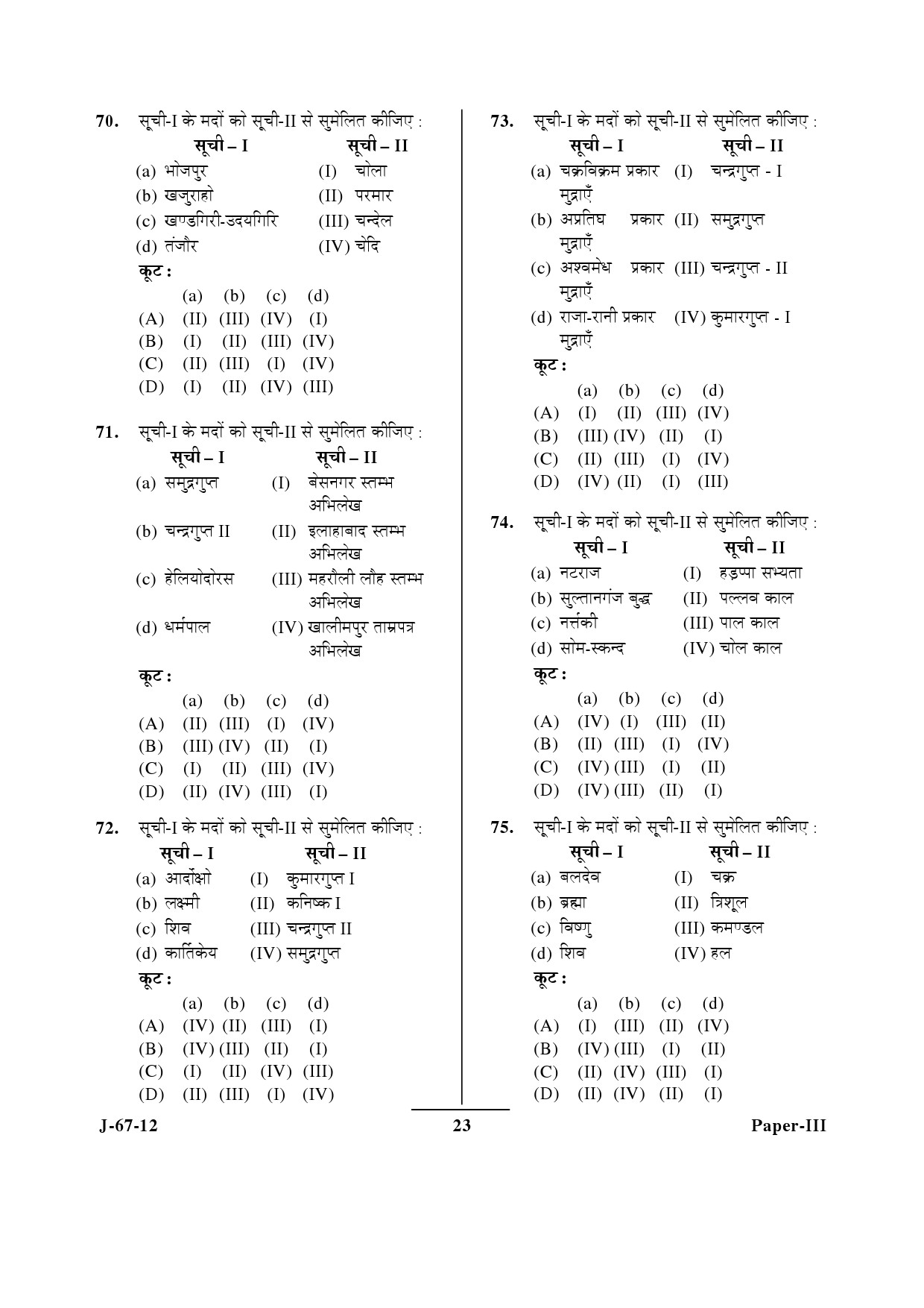 UGC NET Archaeology Question Paper III June 2012 23