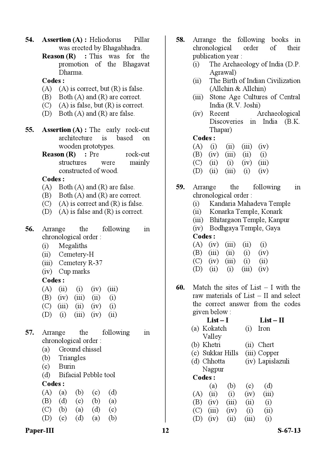 UGC NET Archaeology Question Paper III June 2013 12