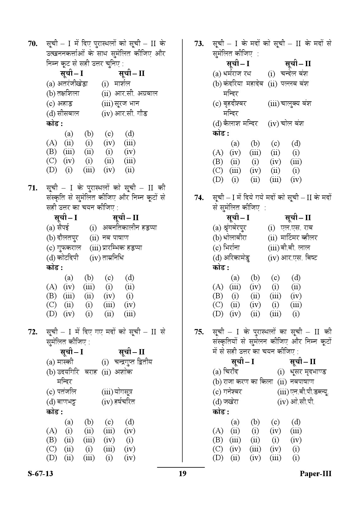 UGC NET Archaeology Question Paper III June 2013 19