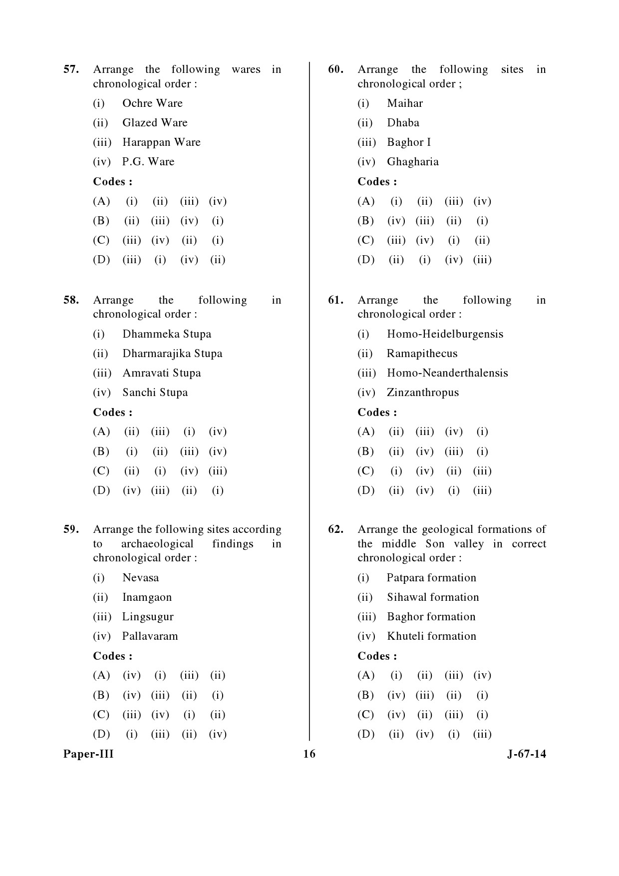 UGC NET Archaeology Question Paper III June 2014 16