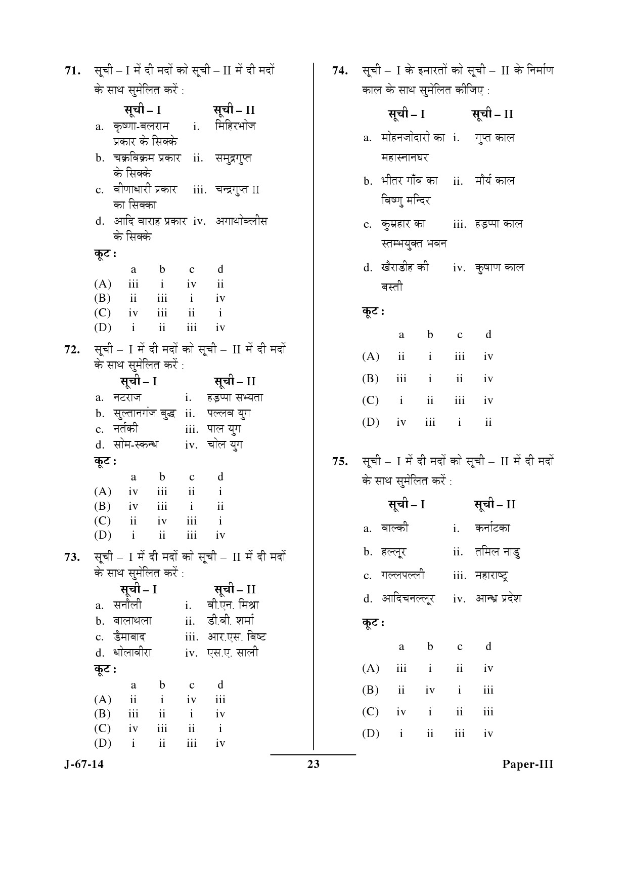 UGC NET Archaeology Question Paper III June 2014 23