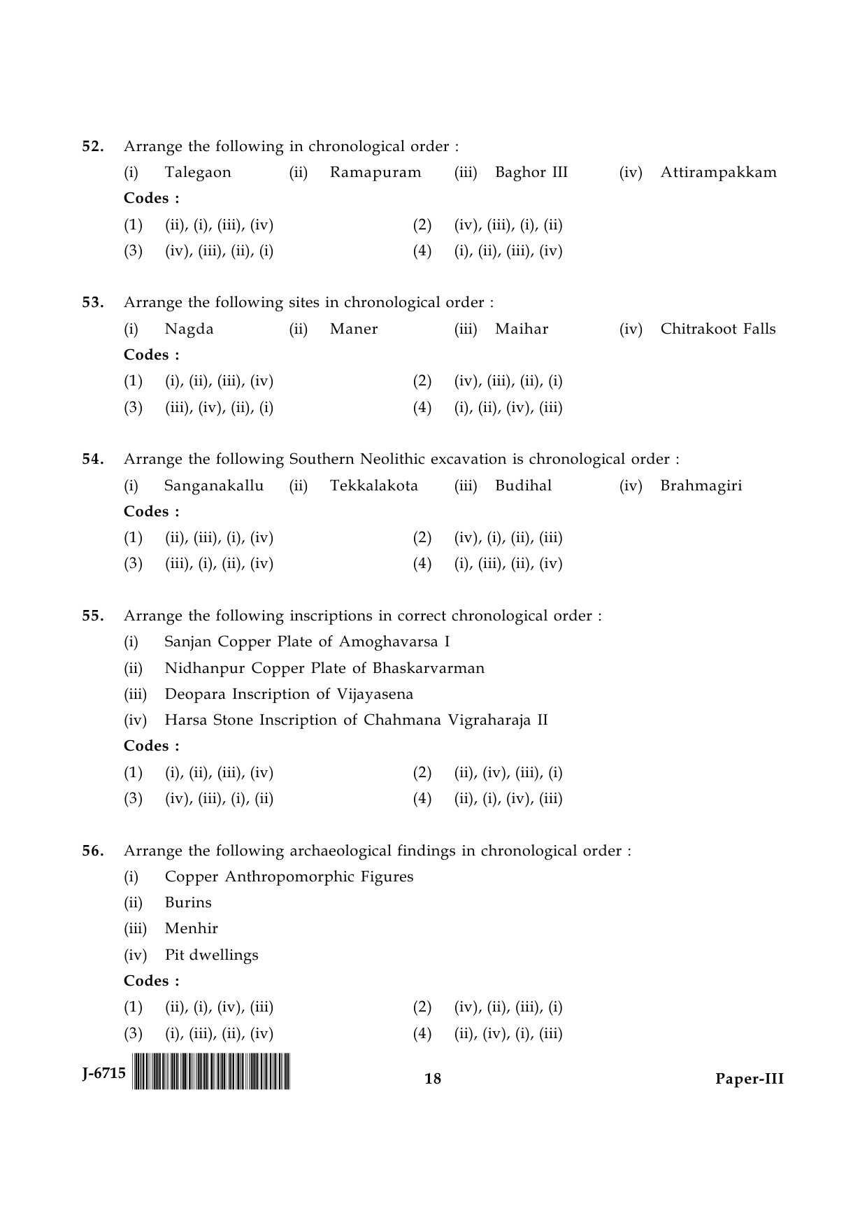 UGC NET Archaeology Question Paper III June 2015 18