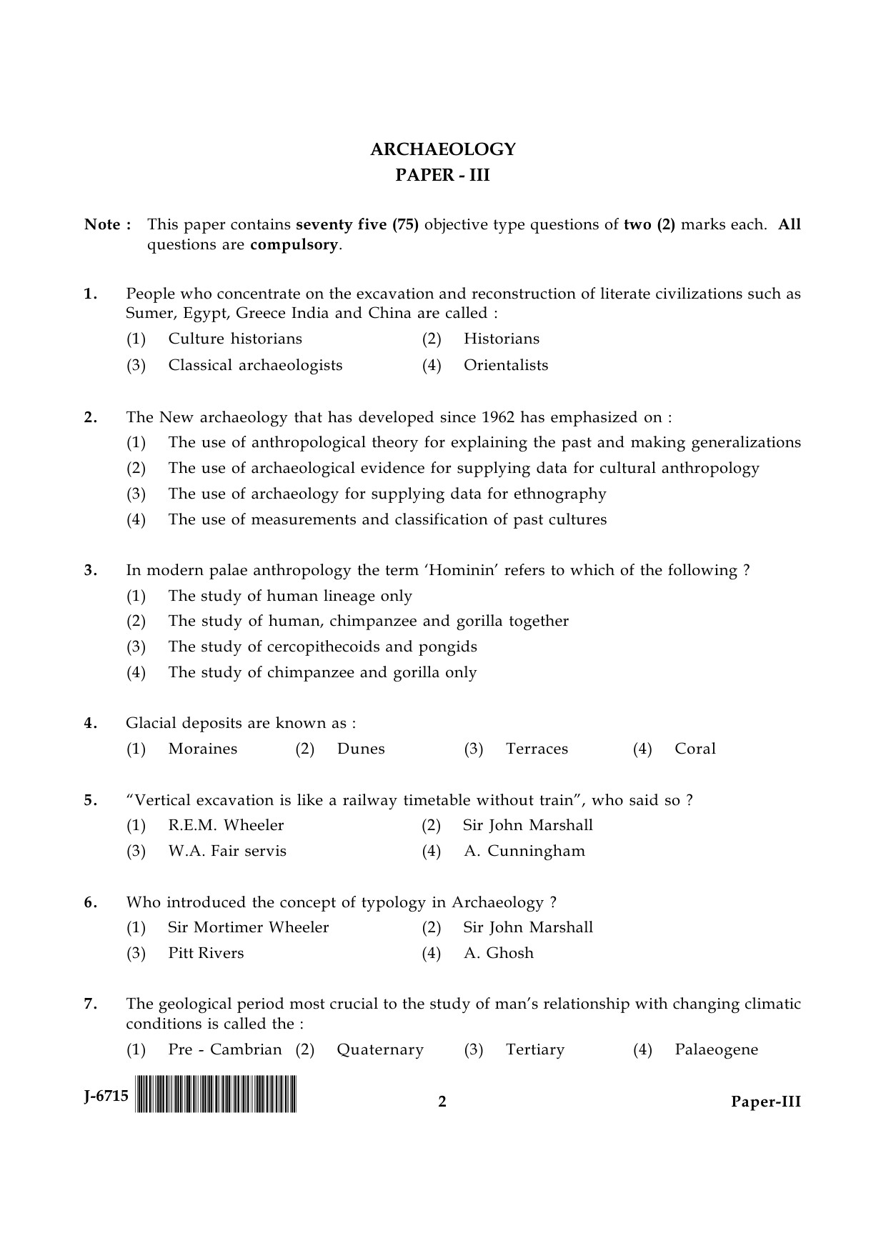 UGC NET Archaeology Question Paper III June 2015 2