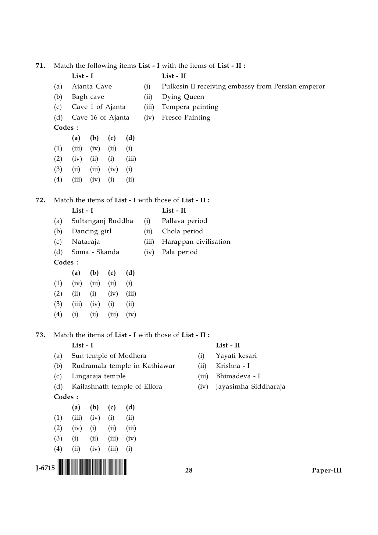 UGC NET Archaeology Question Paper III June 2015 28