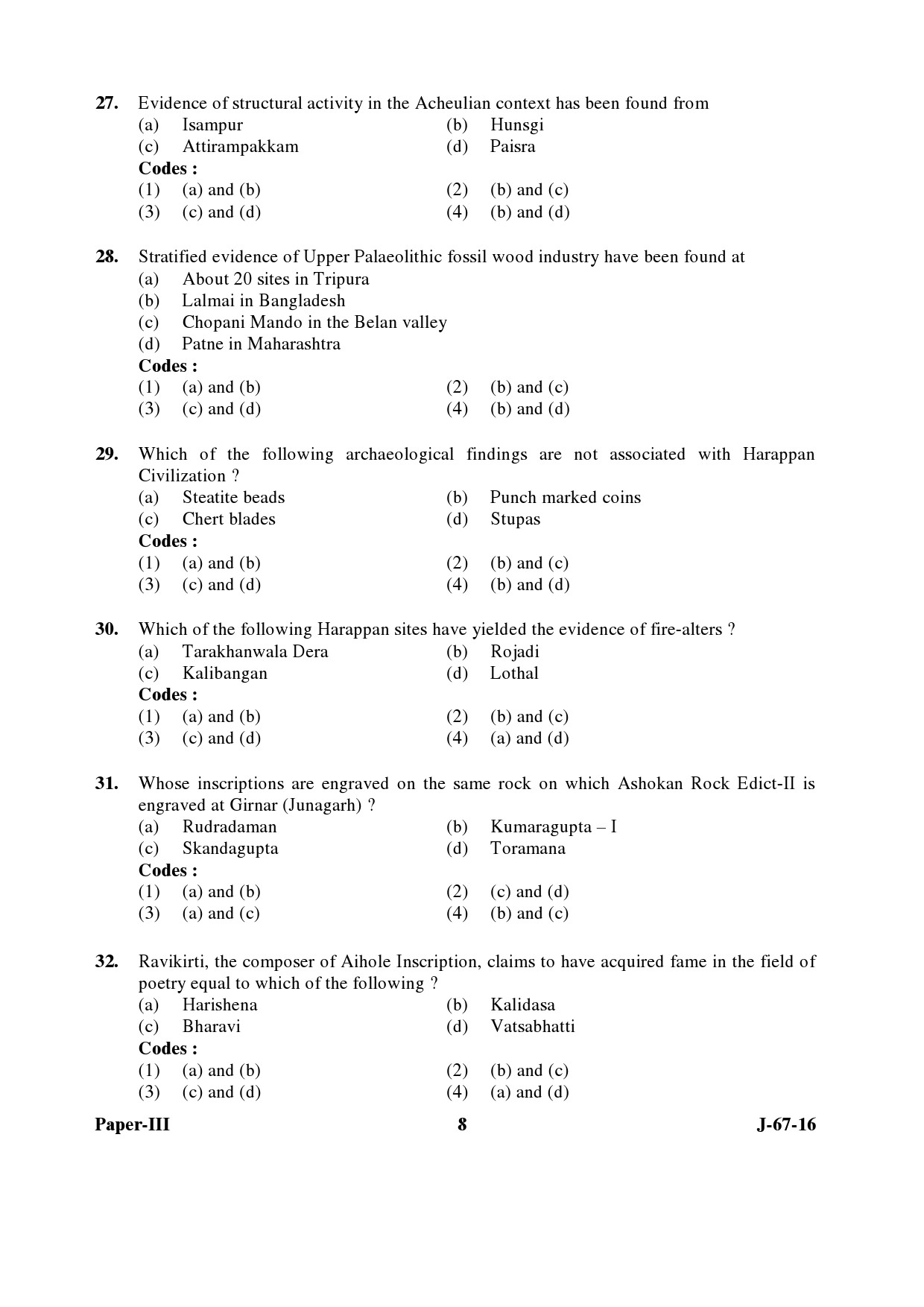 UGC NET Archaeology Question Paper III Set 2 July 2016 8