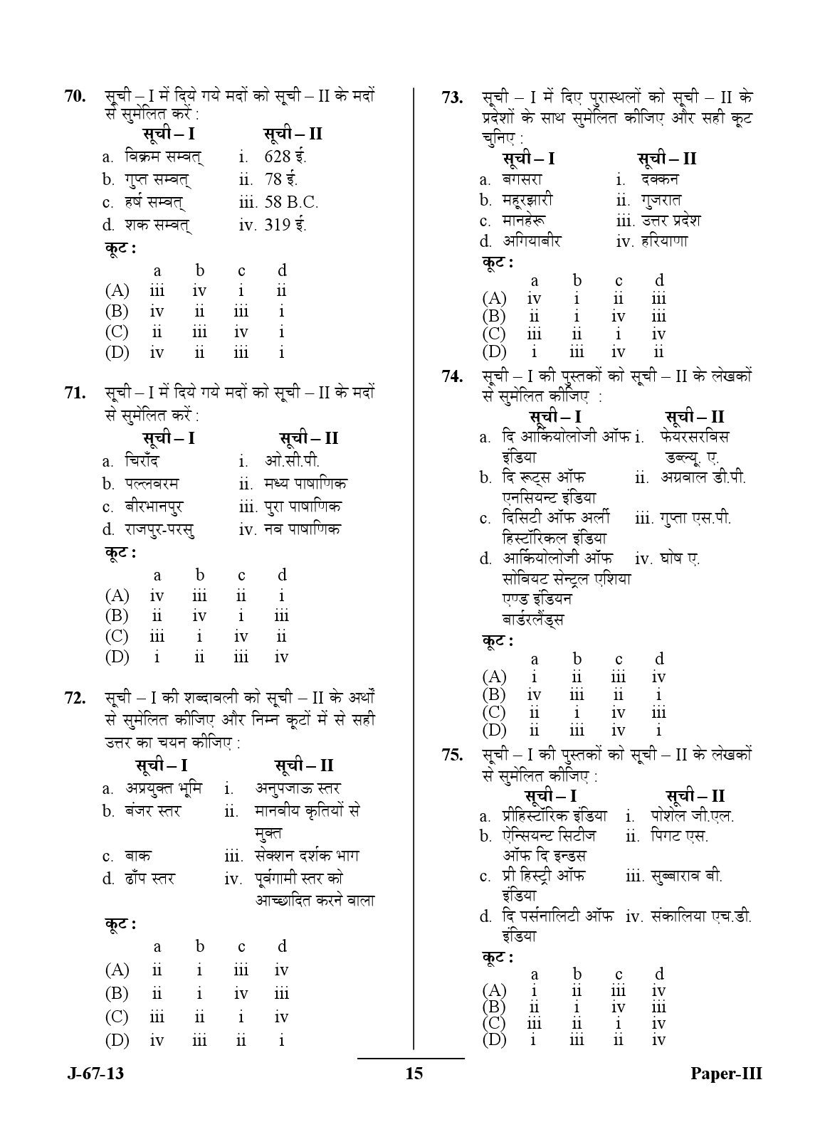 UGC NET Archaeology Question Paper III Set 2 June 2013 15