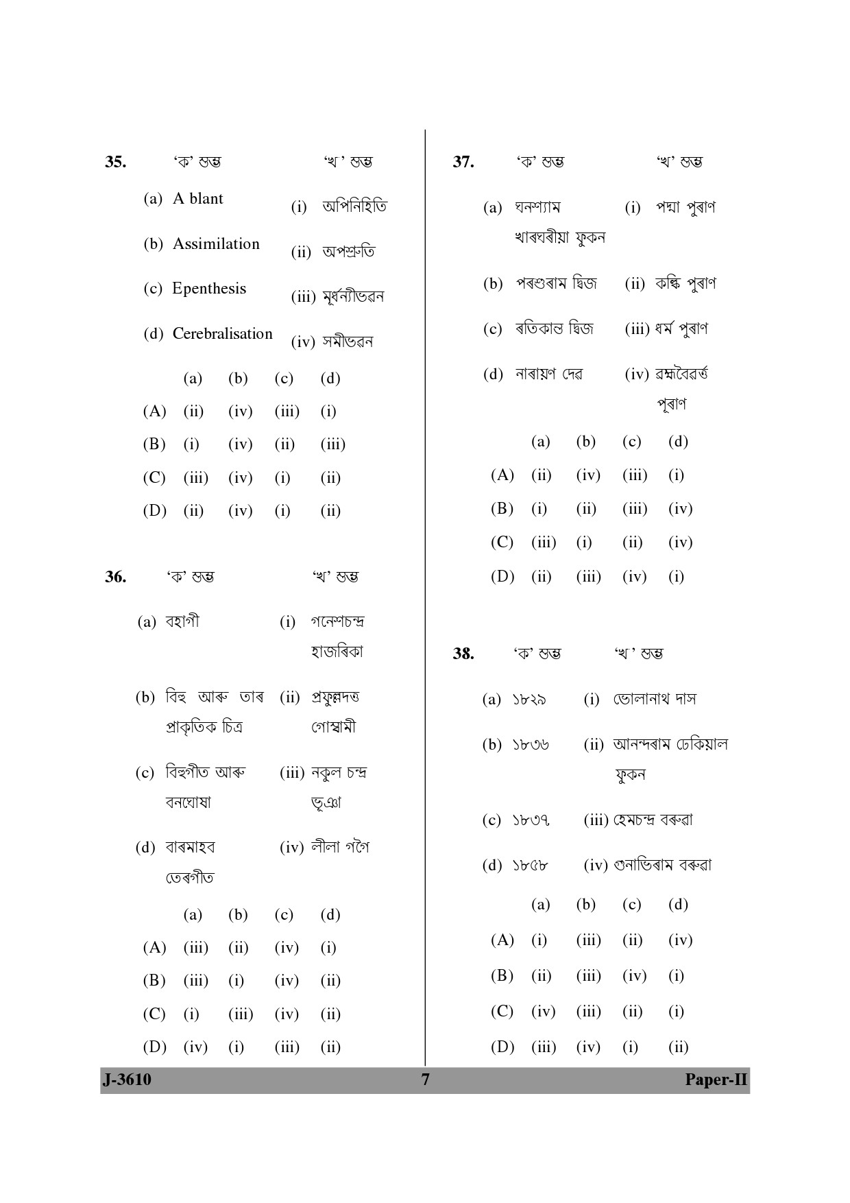 UGC NET Assamese Question Paper II June 2010 7